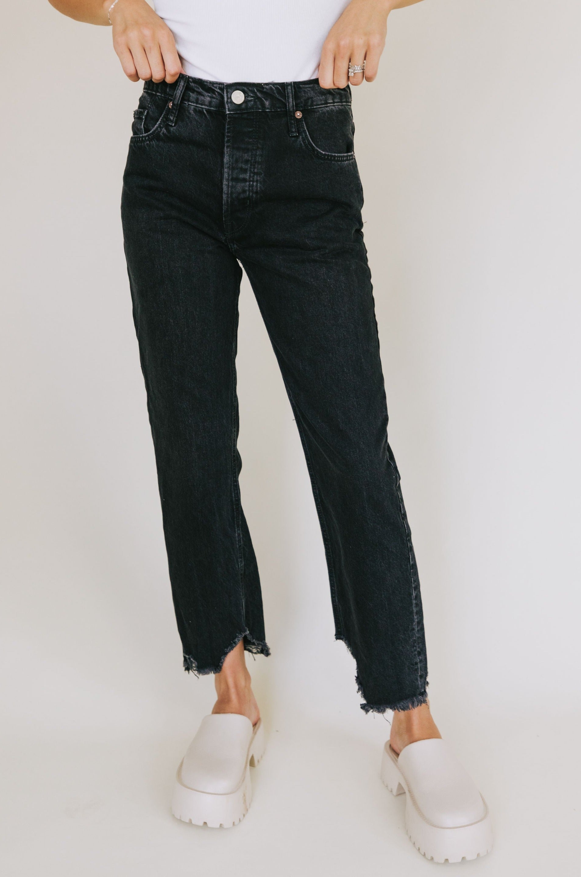 Free on sale people raw hem boot cut jeans