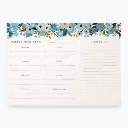 RIFLE PAPER CO - Garden Party Blue Meal Planner Notepad