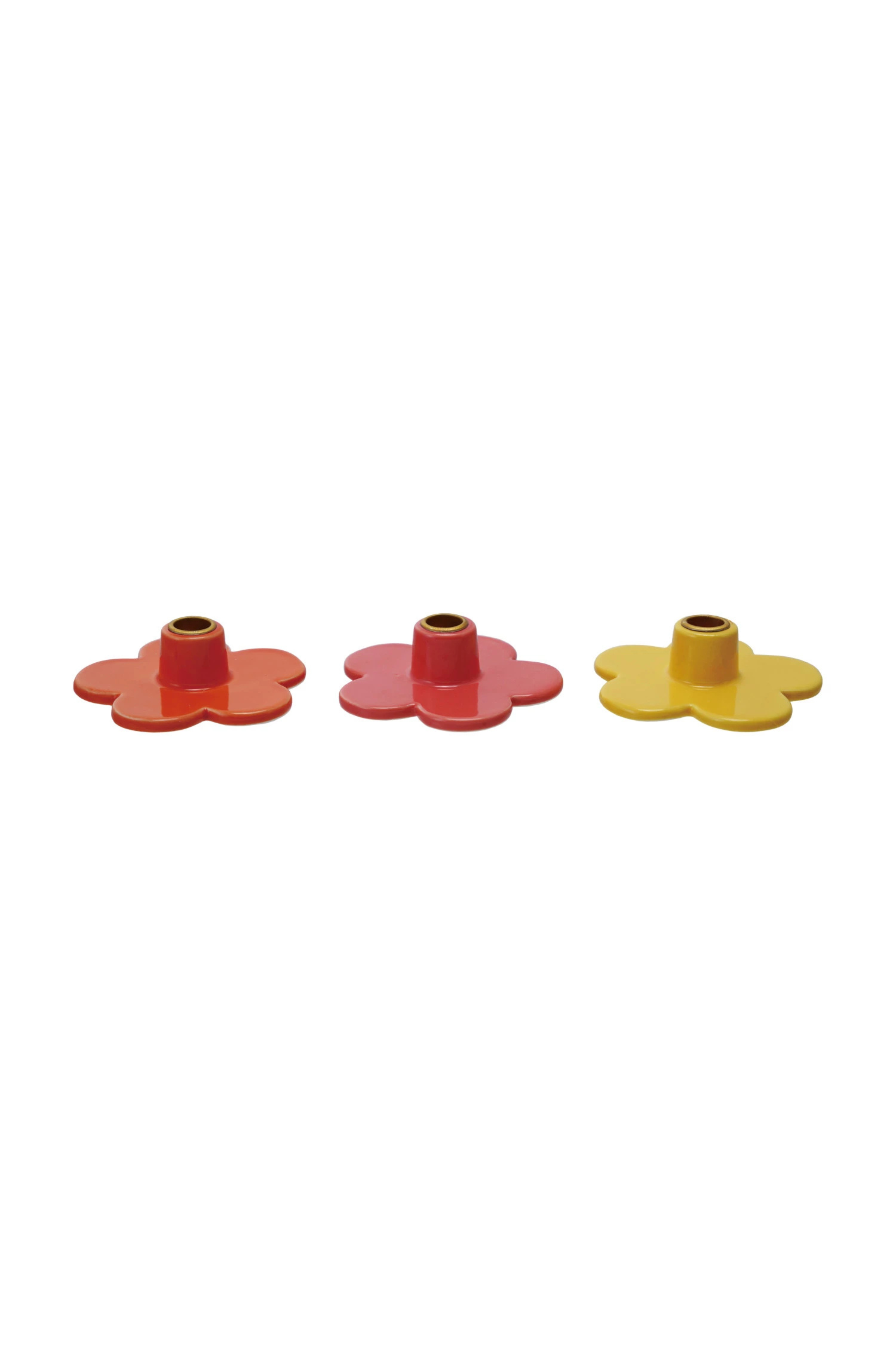 Stoneware Flower Shaped Taper Holder, 3 Colors (Holds 1/2" Taper)