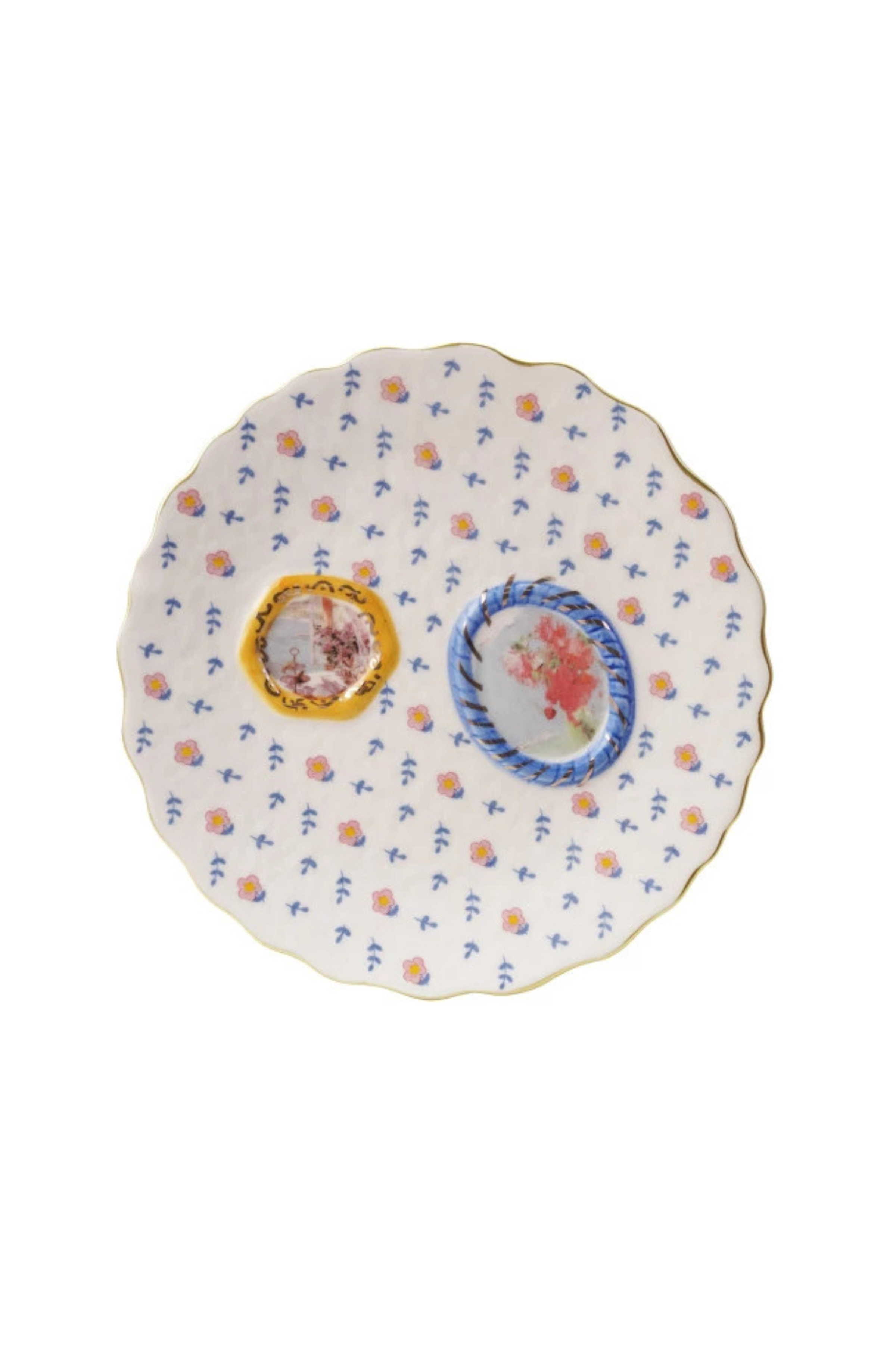 Embossed Hand-Painted Stoneware Plate, 4 Styles