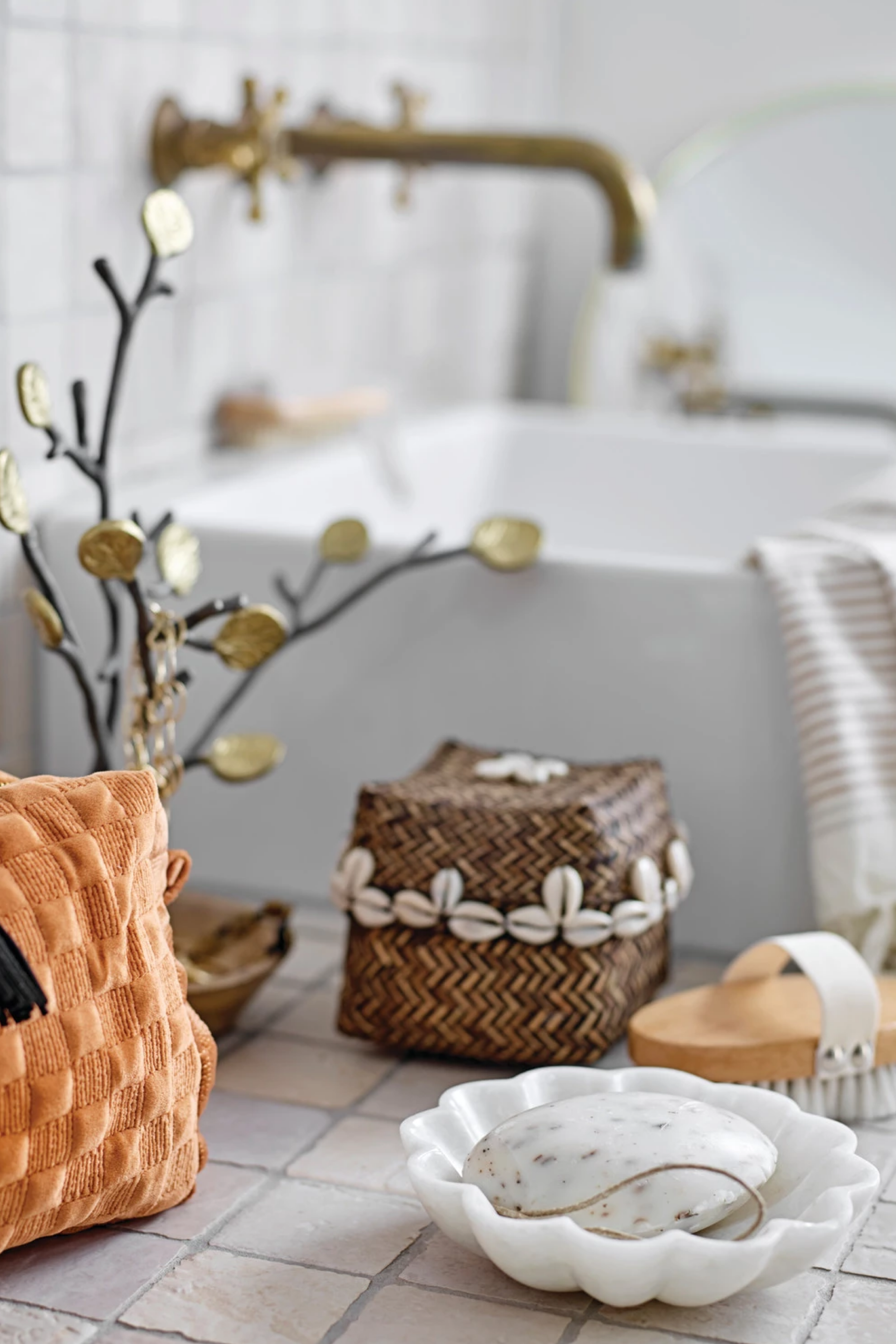 Carved Marble Flower Shaped Dish