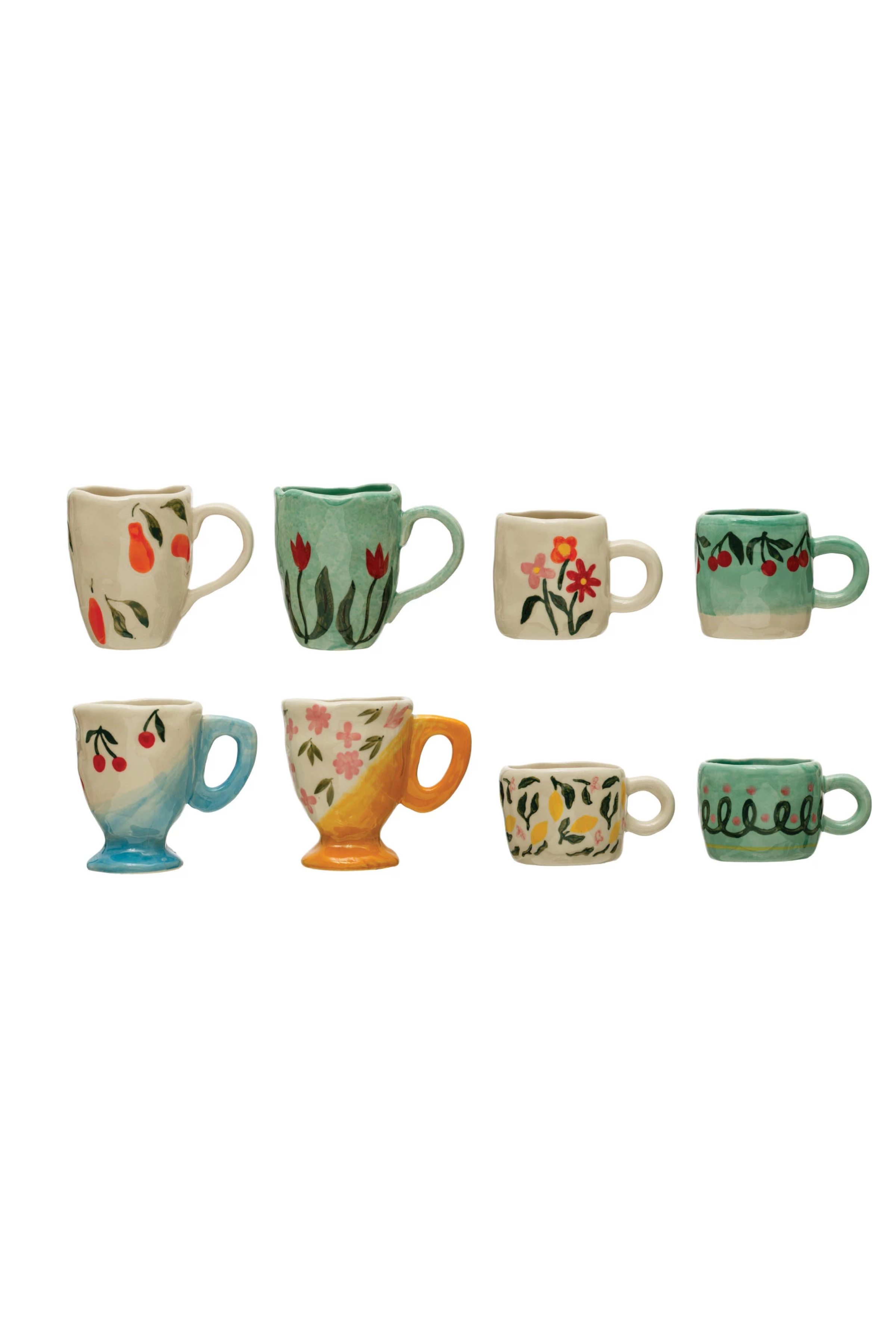 3 - 6 oz. Hand-Painted Stoneware Espresso/Child's Mug, 8 Styles