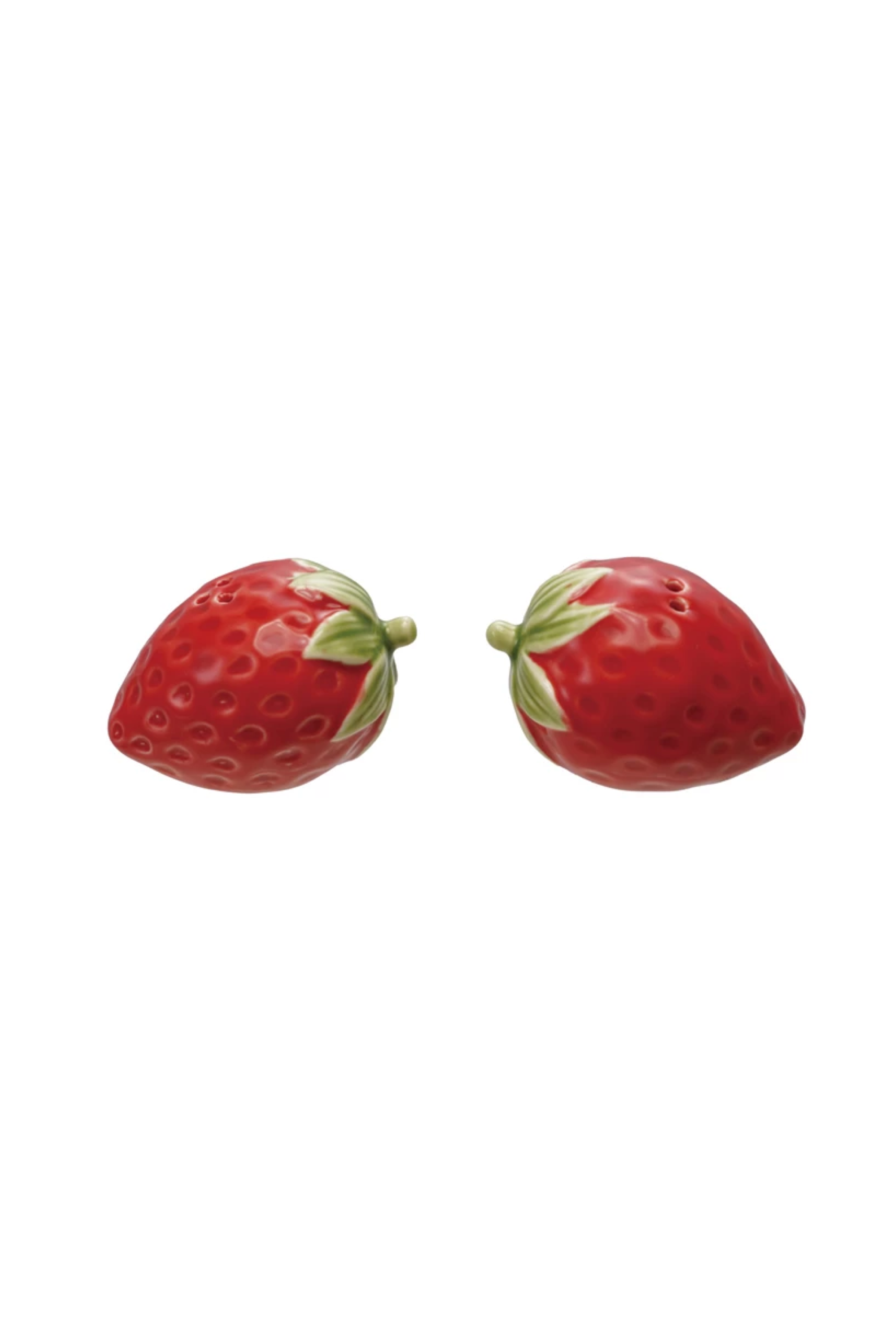 Hand-Painted Strawberry Shaped Salt & Pepper Shakers, Set of 2