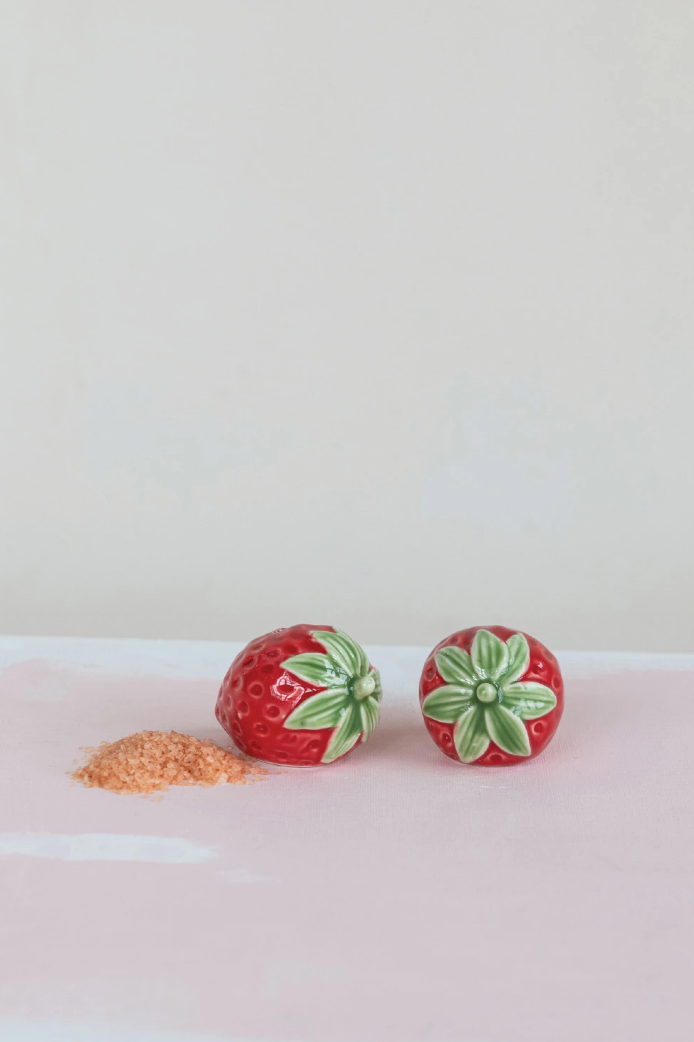 Hand-Painted Strawberry Shaped Salt & Pepper Shakers, Set of 2