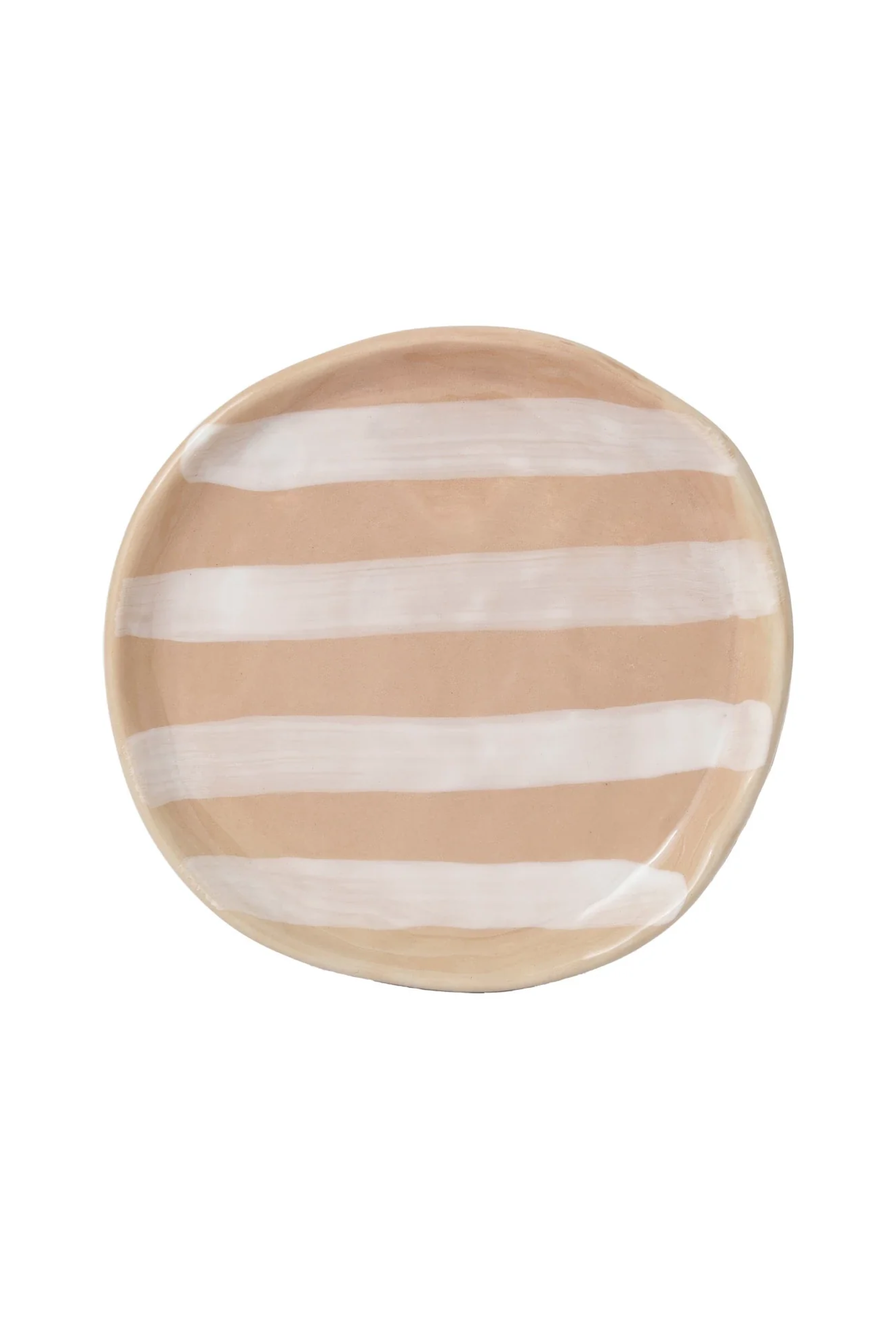 Hand-Painted Stoneware Plate w/ Stripe