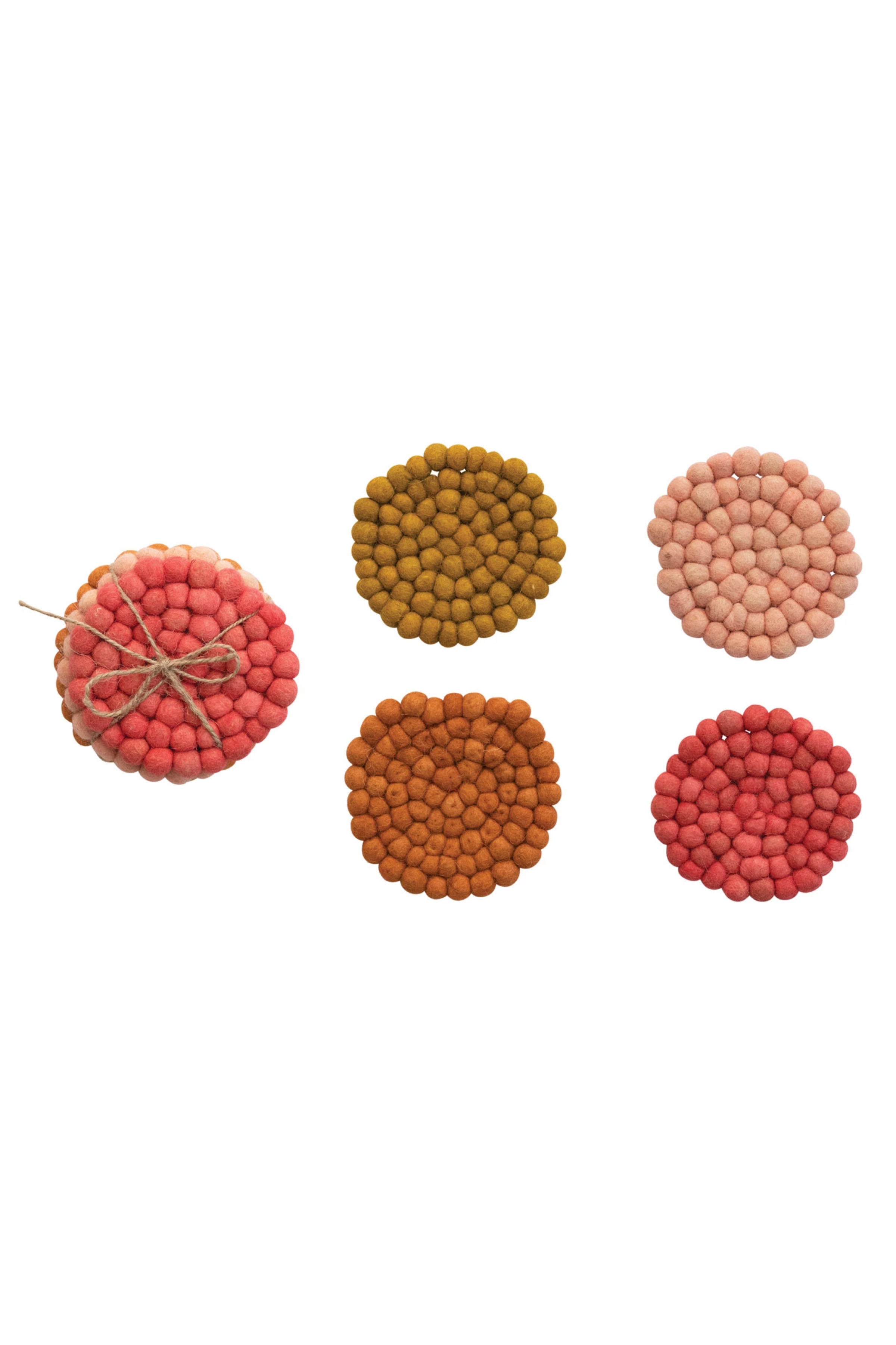 Handmade Wool Felt Ball Coasters