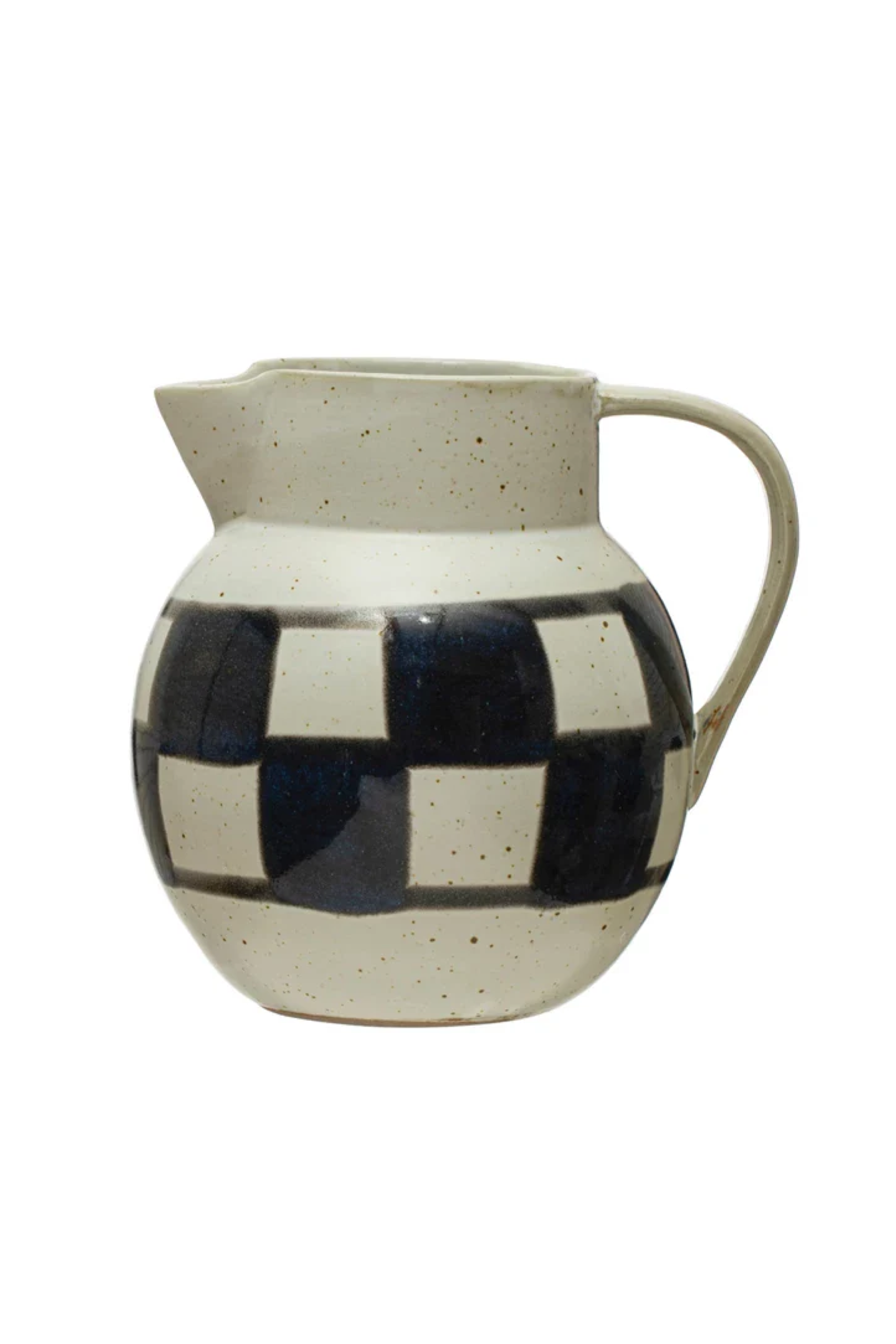 42 oz. Hand-Painted Stoneware Pitcher w/ Check Pattern