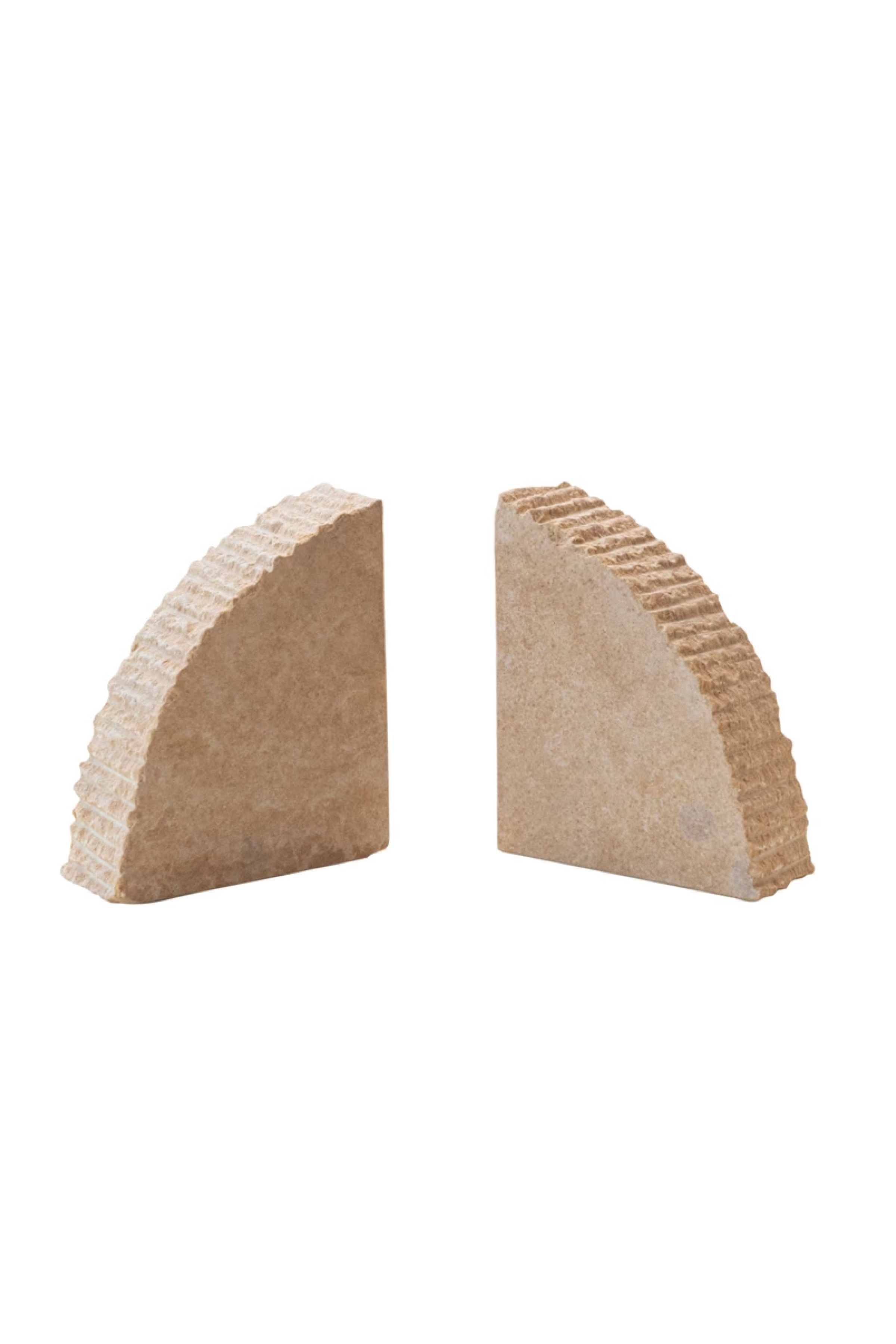 Sandstone Bookends w/ Ribbed Edge, Set of 2