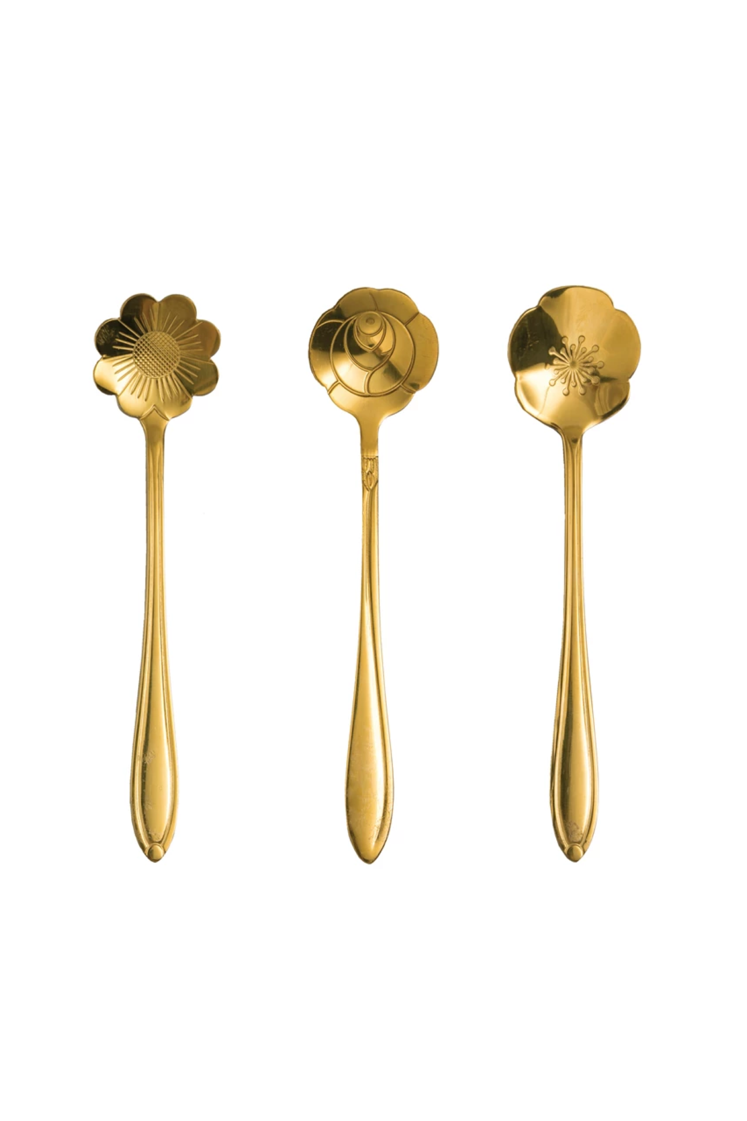 Stainless Steel Flower Shaped Spoons - 3 Pc