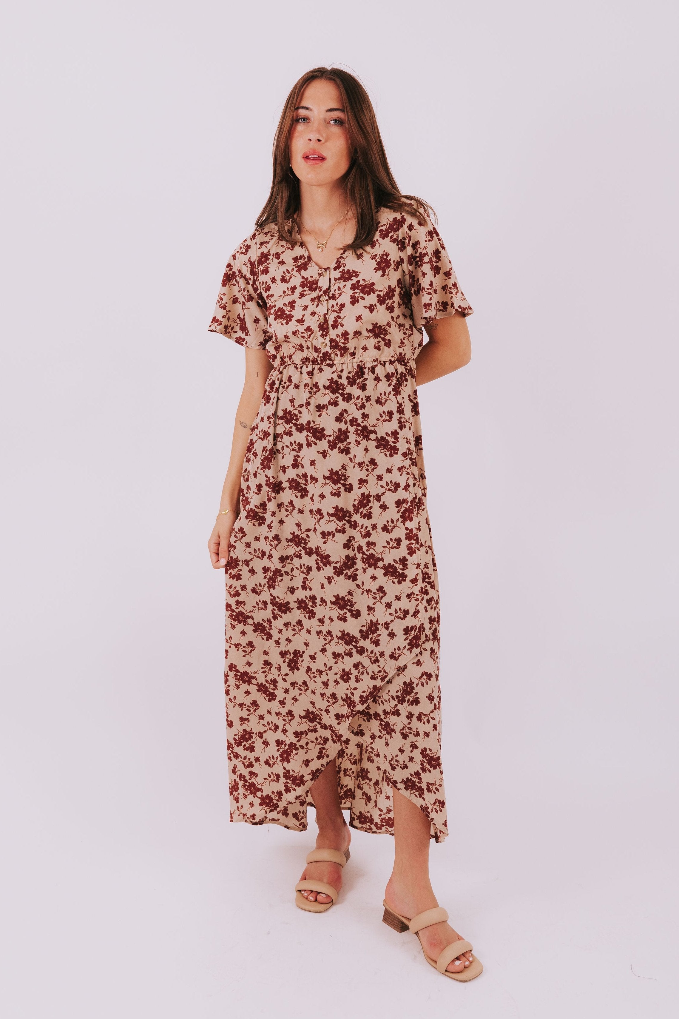 ONE LOVED BABE - Windsor Dress - Brick Floral