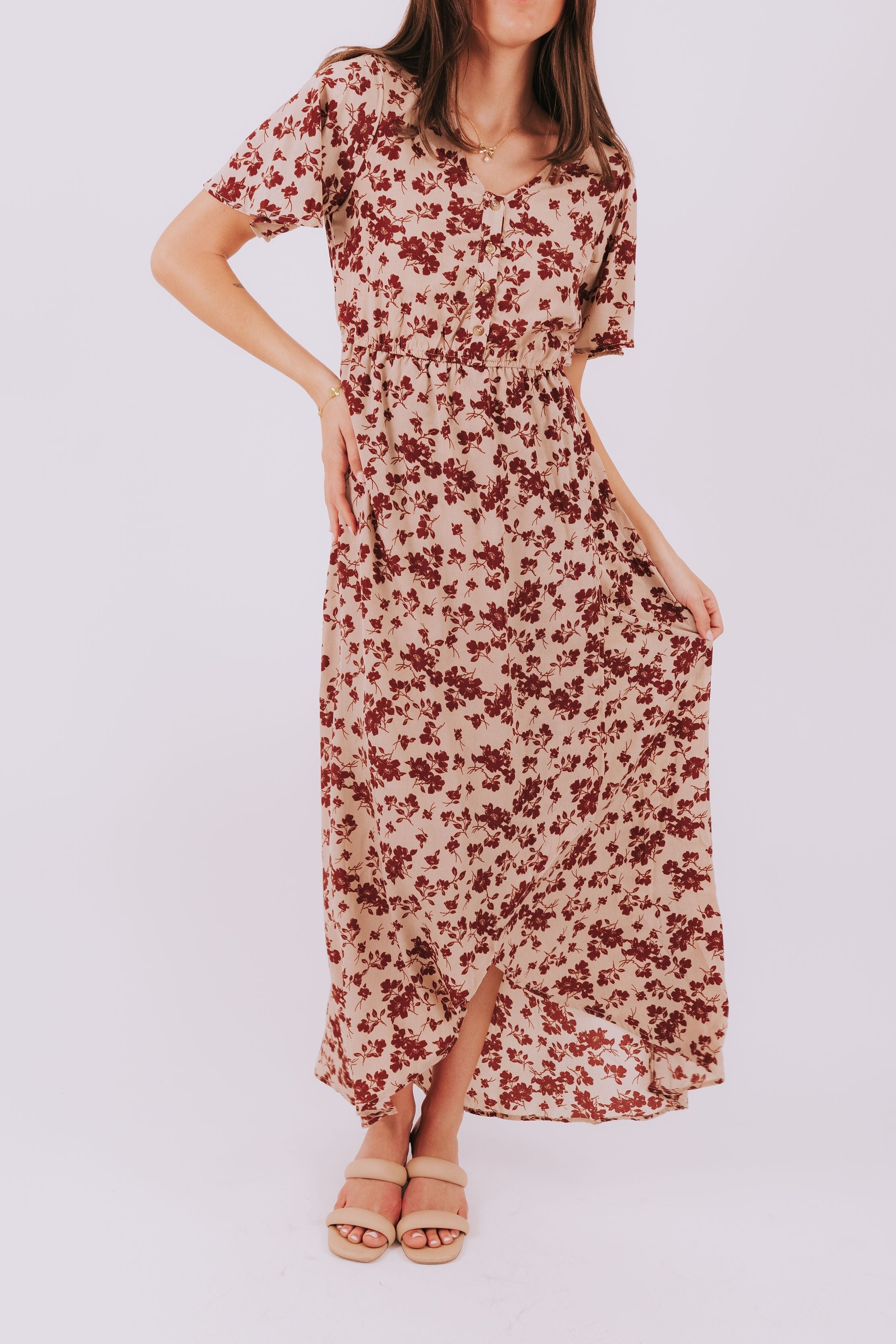 ONE LOVED BABE - Windsor Dress - Brick Floral