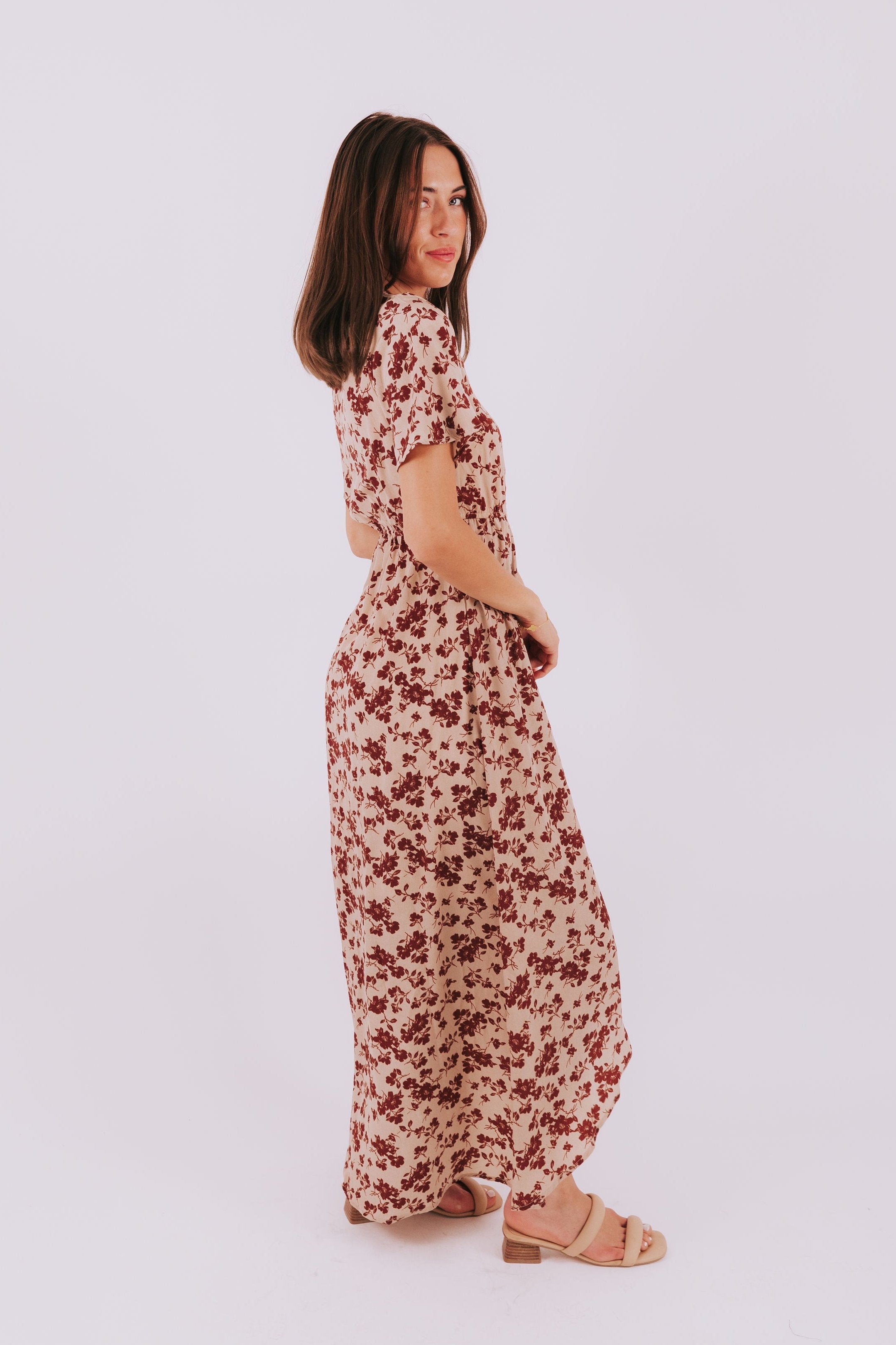 ONE LOVED BABE - Windsor Dress - Brick Floral