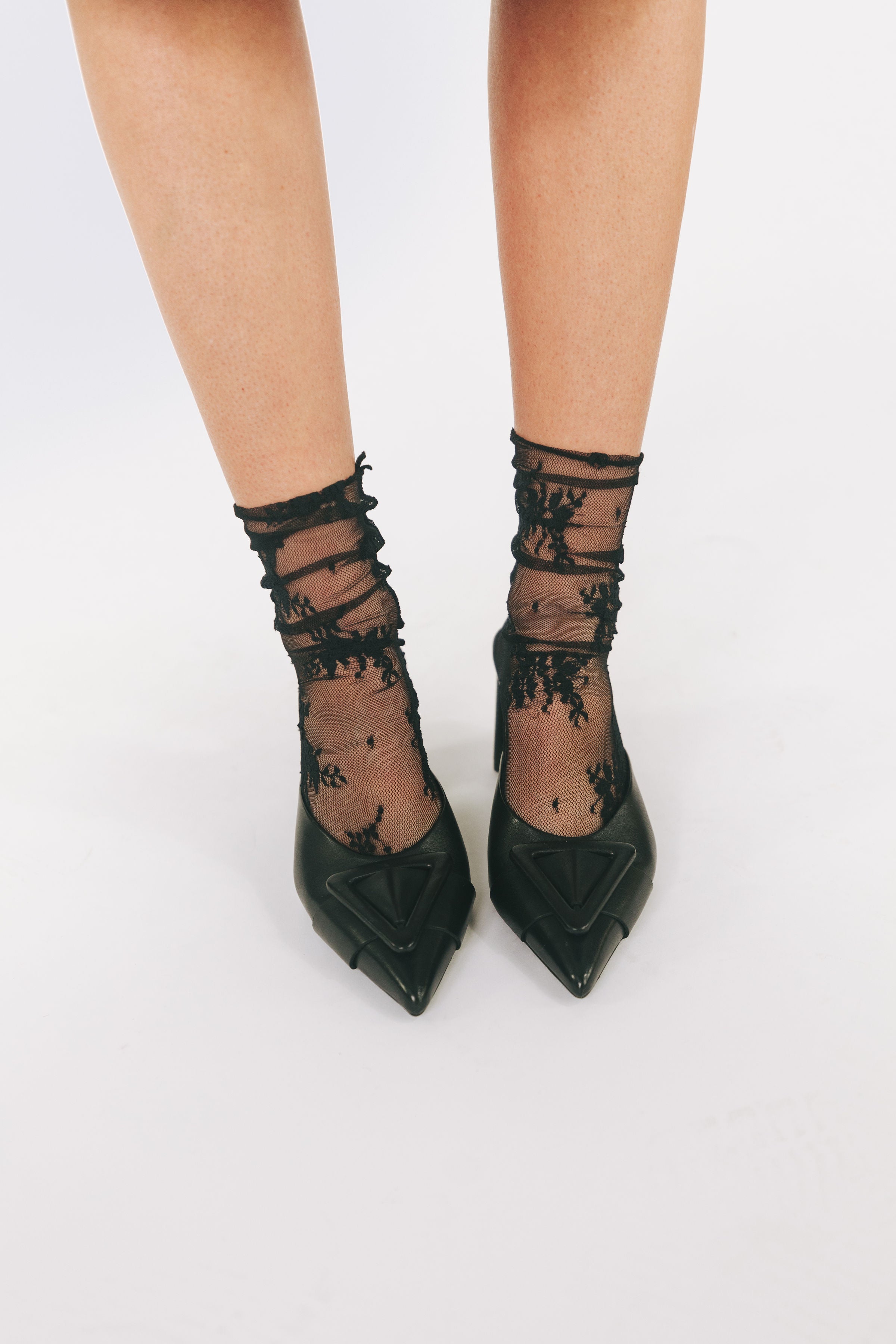 Darner Socks | Polka Dot Mesh Socks in Nude and Black – SAANS