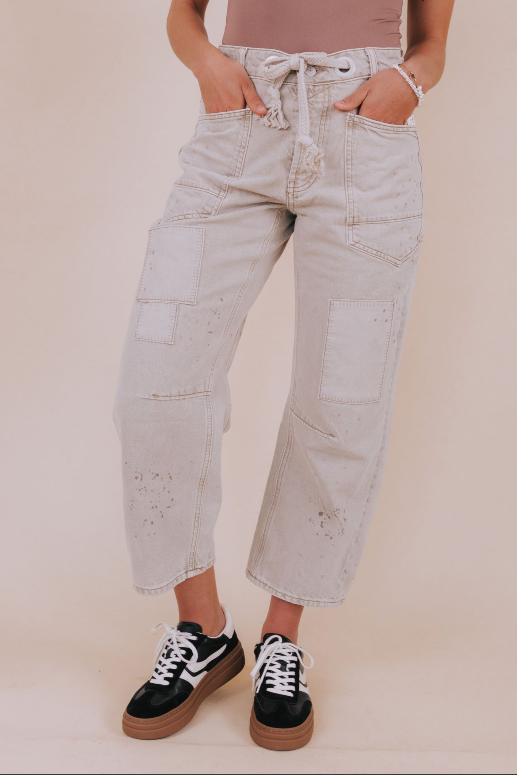 FREE PEOPLE - Moxie Pull-On Barrel Jeans