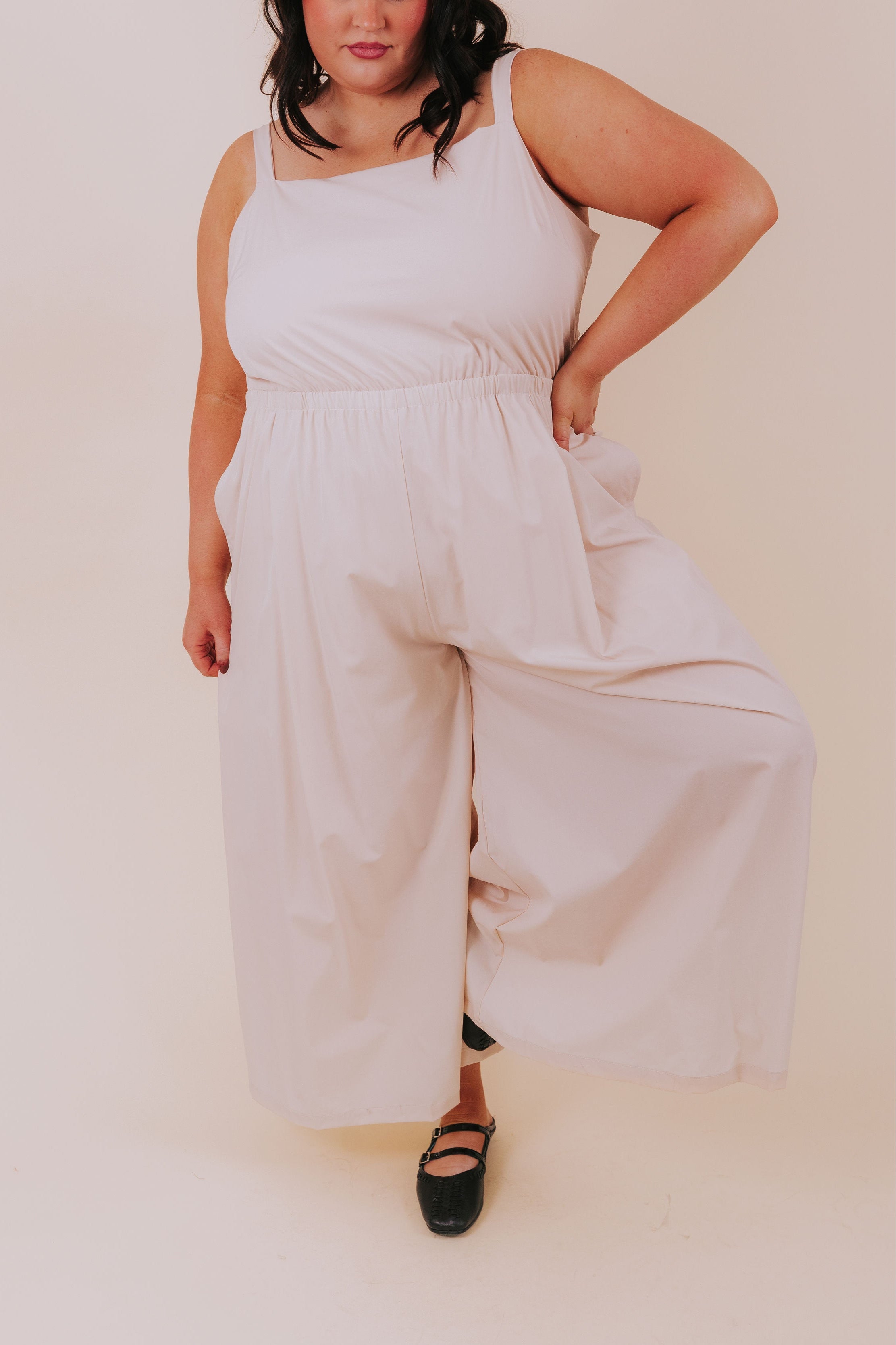 PLUS SIZE - Back In Beige Jumpsuit