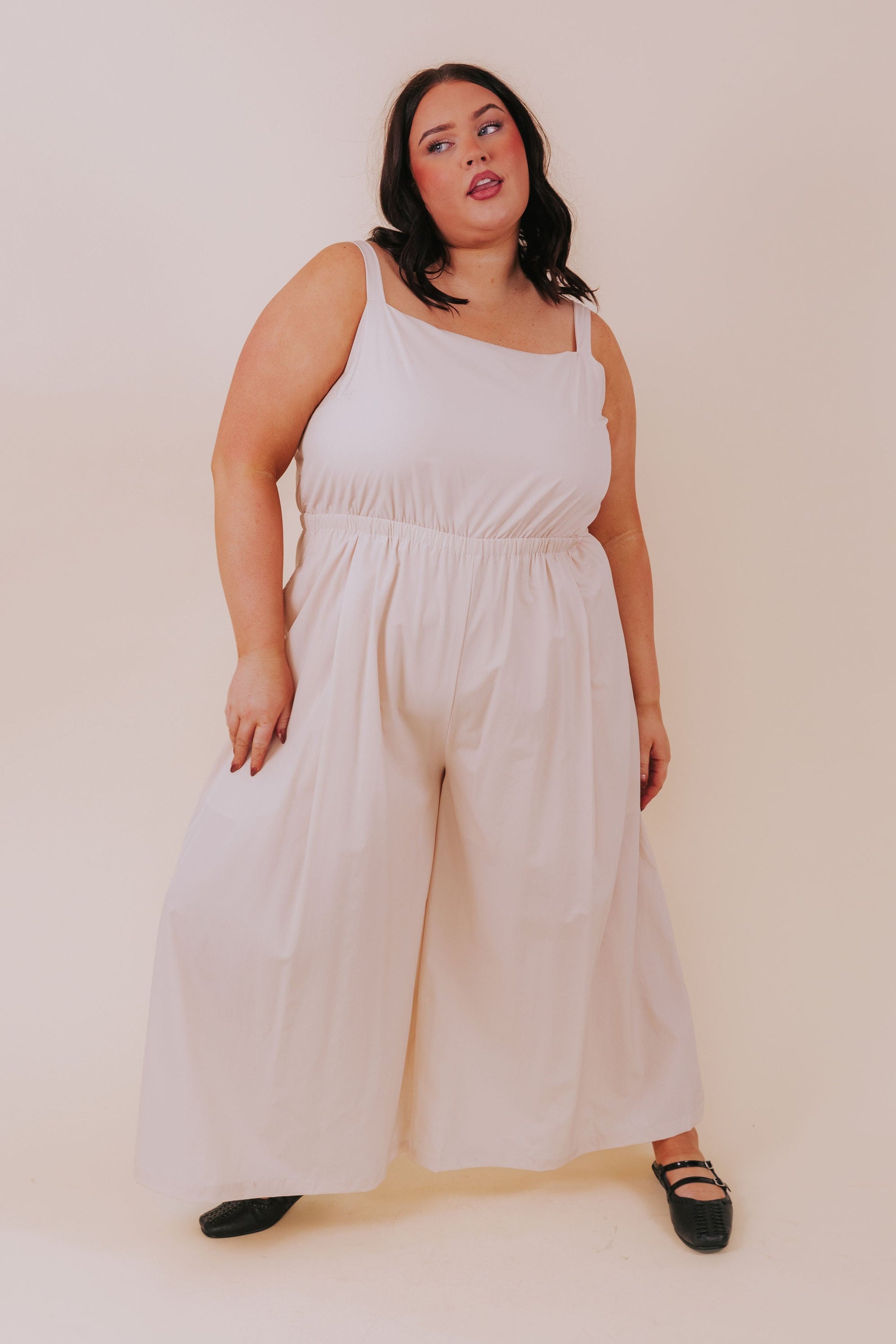 PLUS SIZE - Back In Beige Jumpsuit