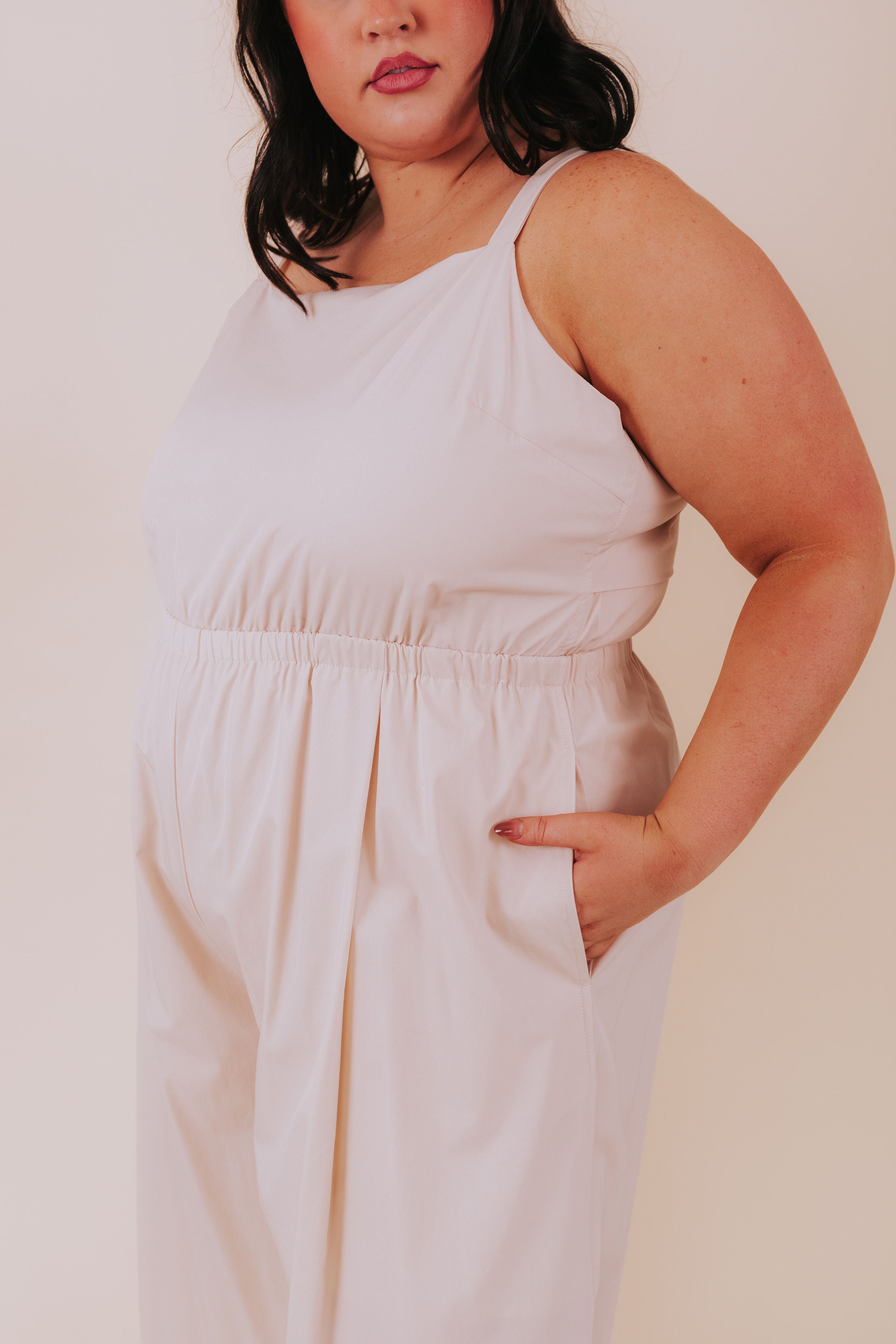 PLUS SIZE - Back In Beige Jumpsuit