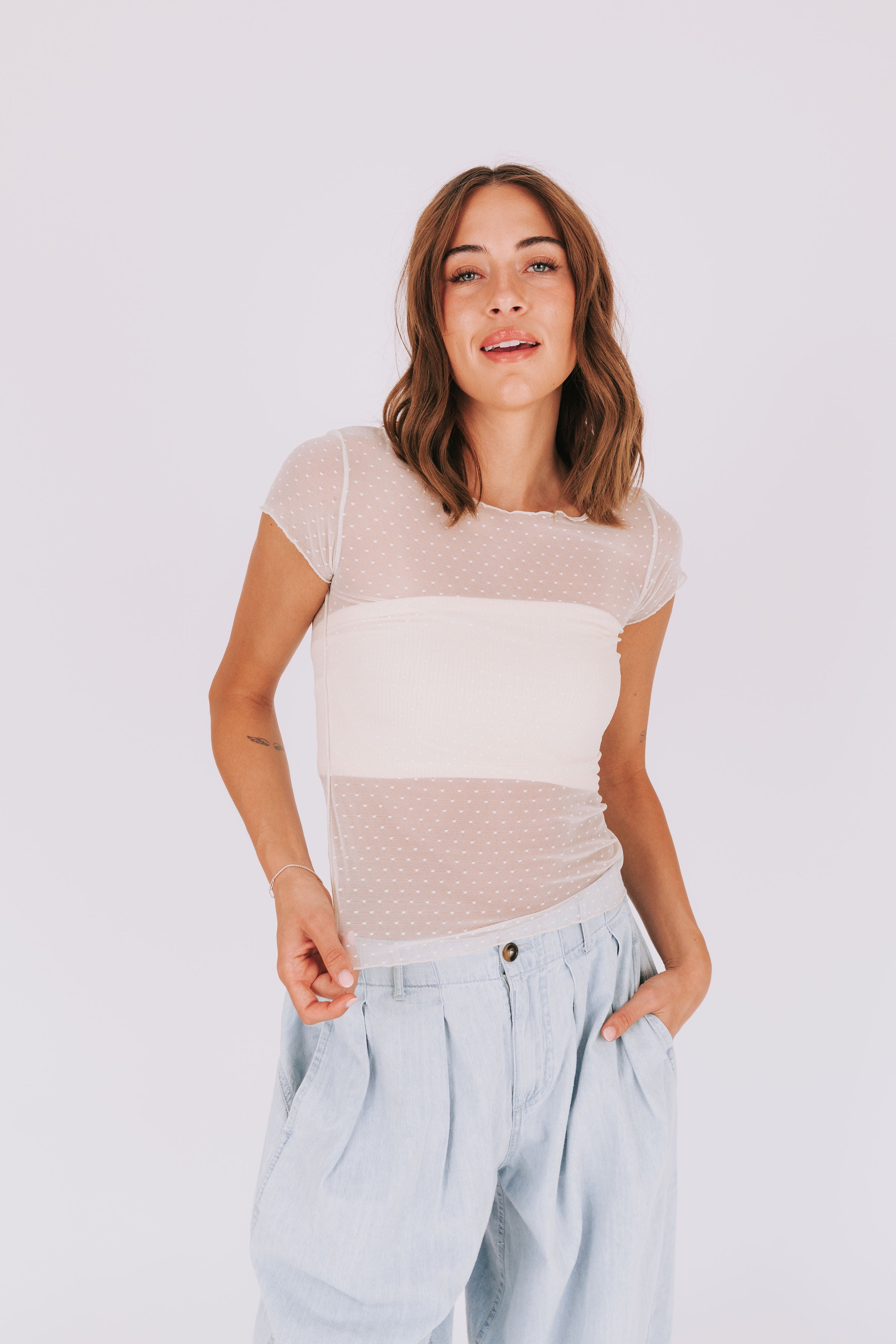 FREE PEOPLE - On The Dot Baby Tee