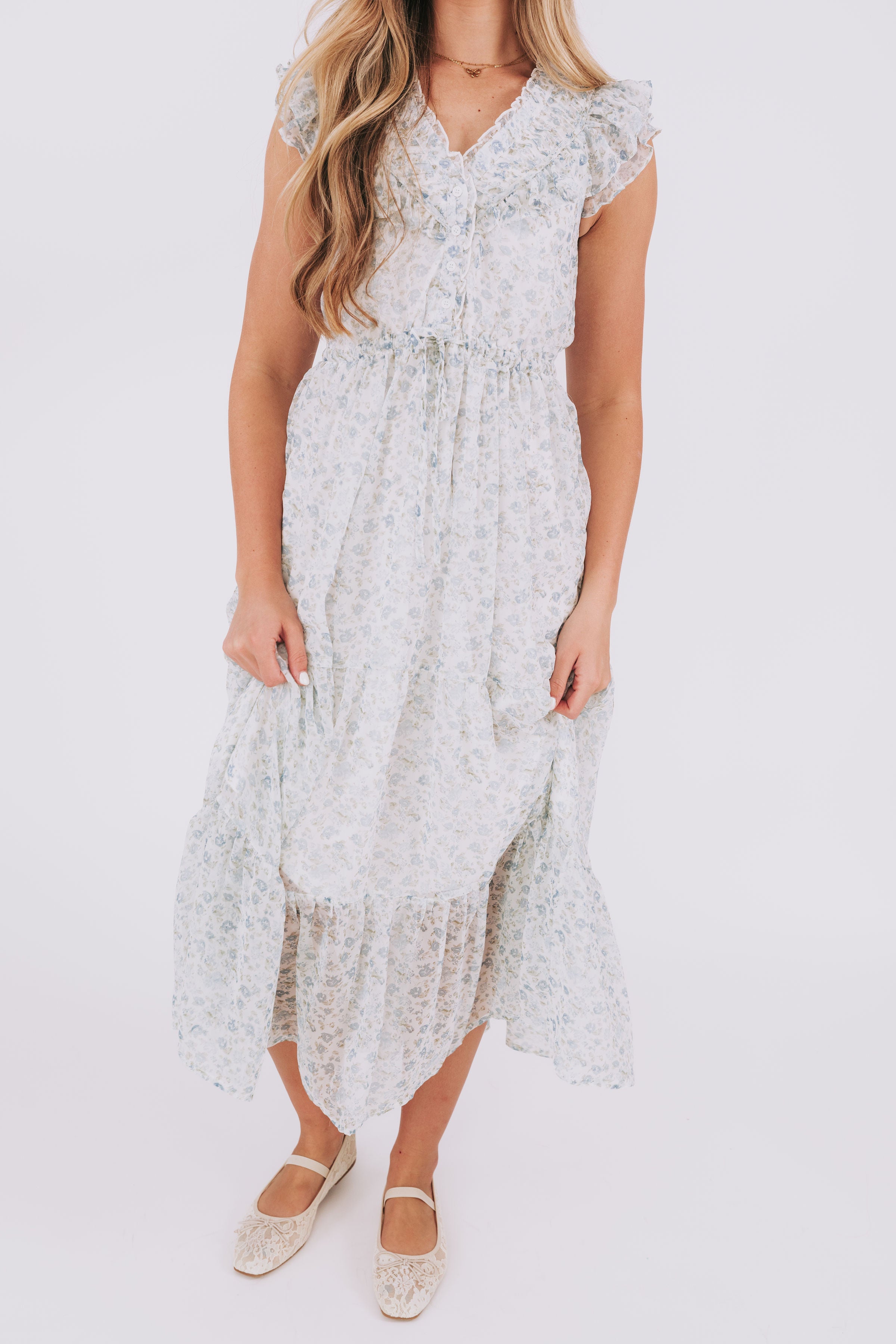 French Blue Florals Dress