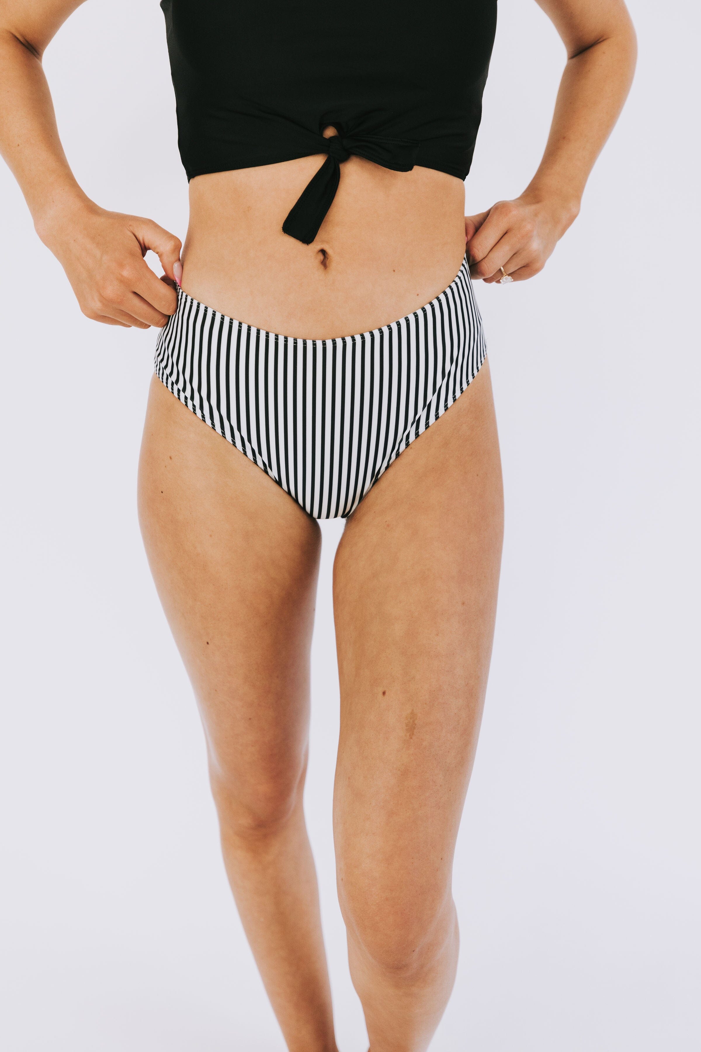 Black and white striped best sale swim bottoms