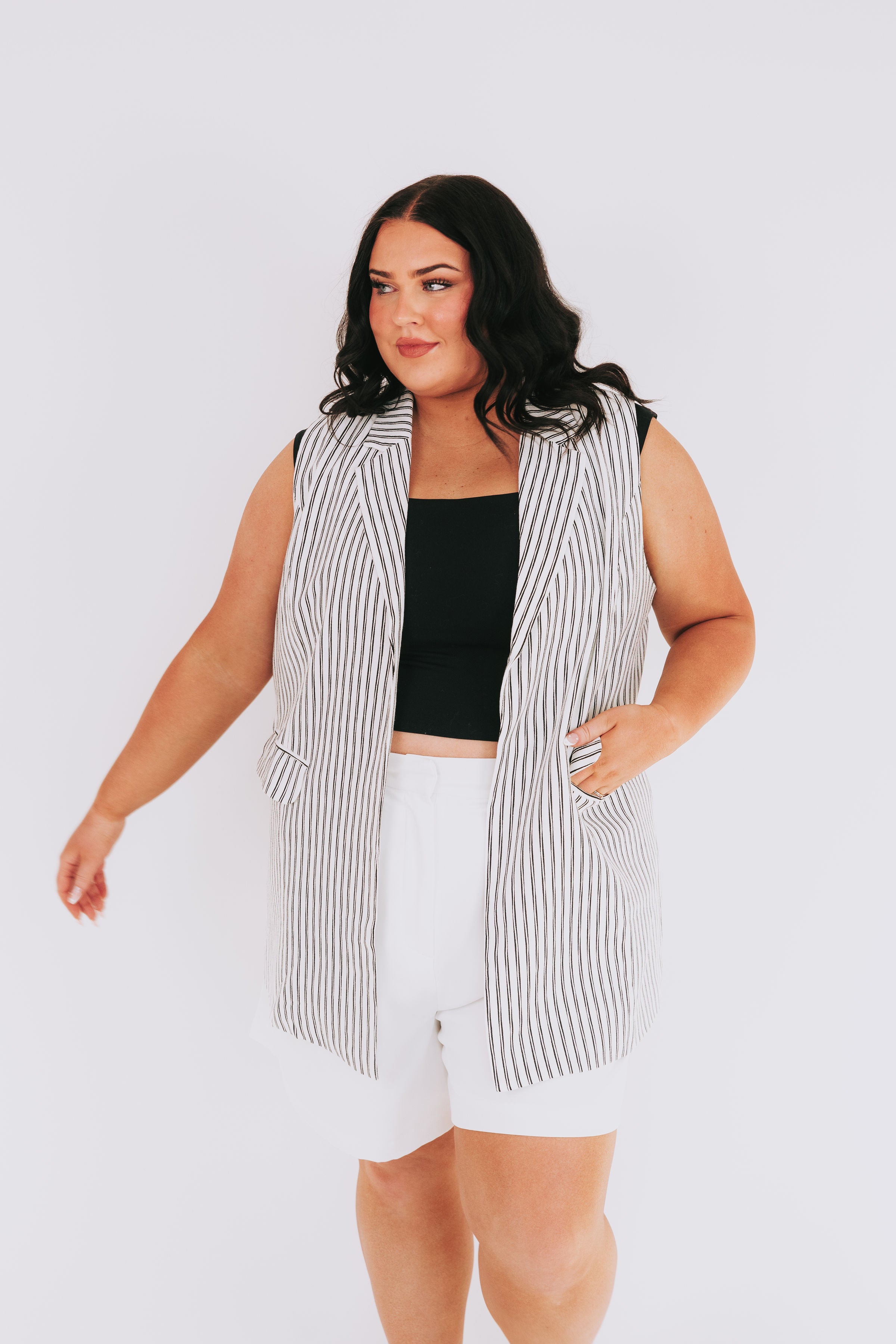 PLUS SIZE - Stripe-Core Vest