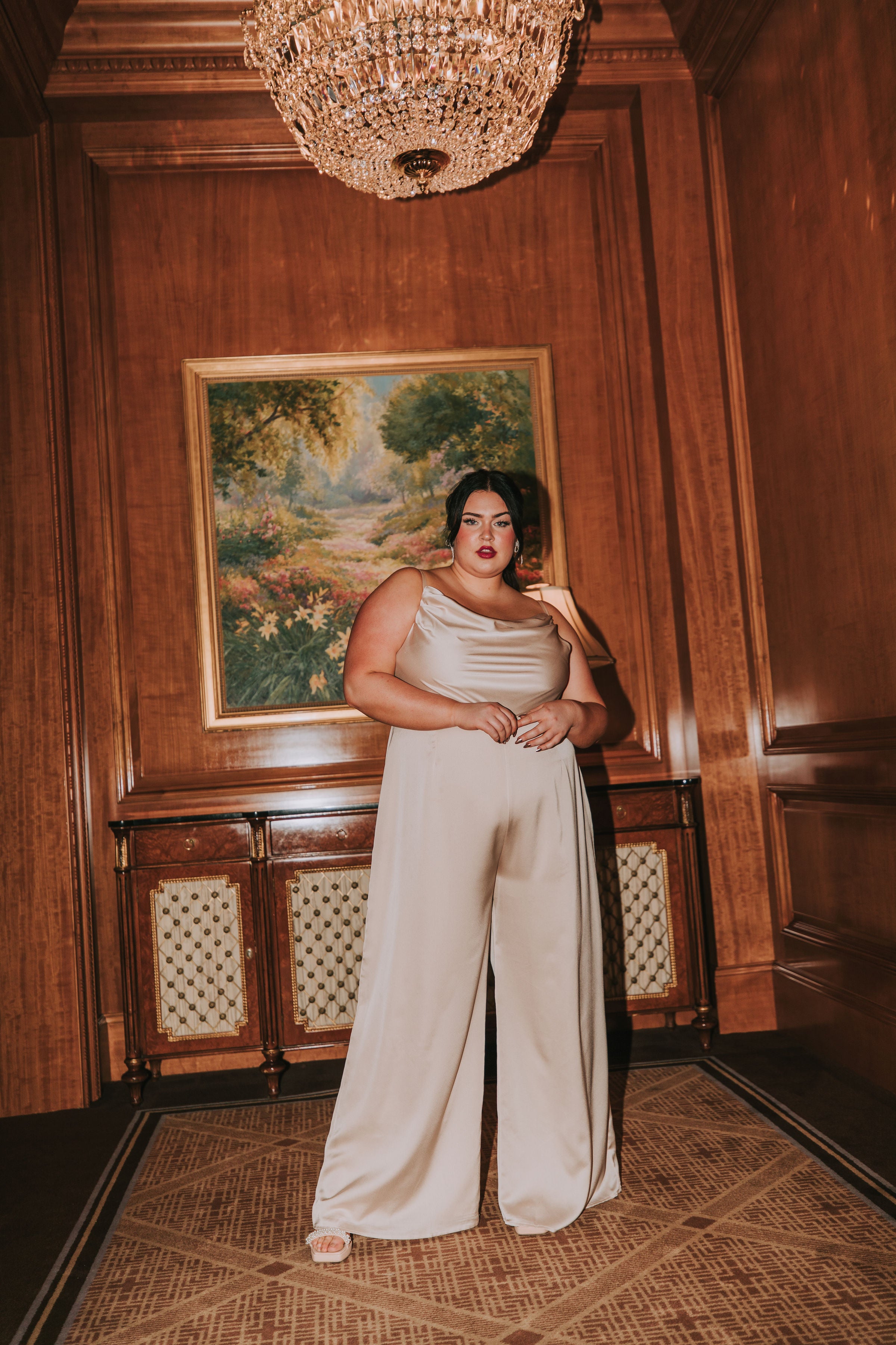 One Loved Babe Plus Size at The Chateau Jumpsuit 3XL Champagne