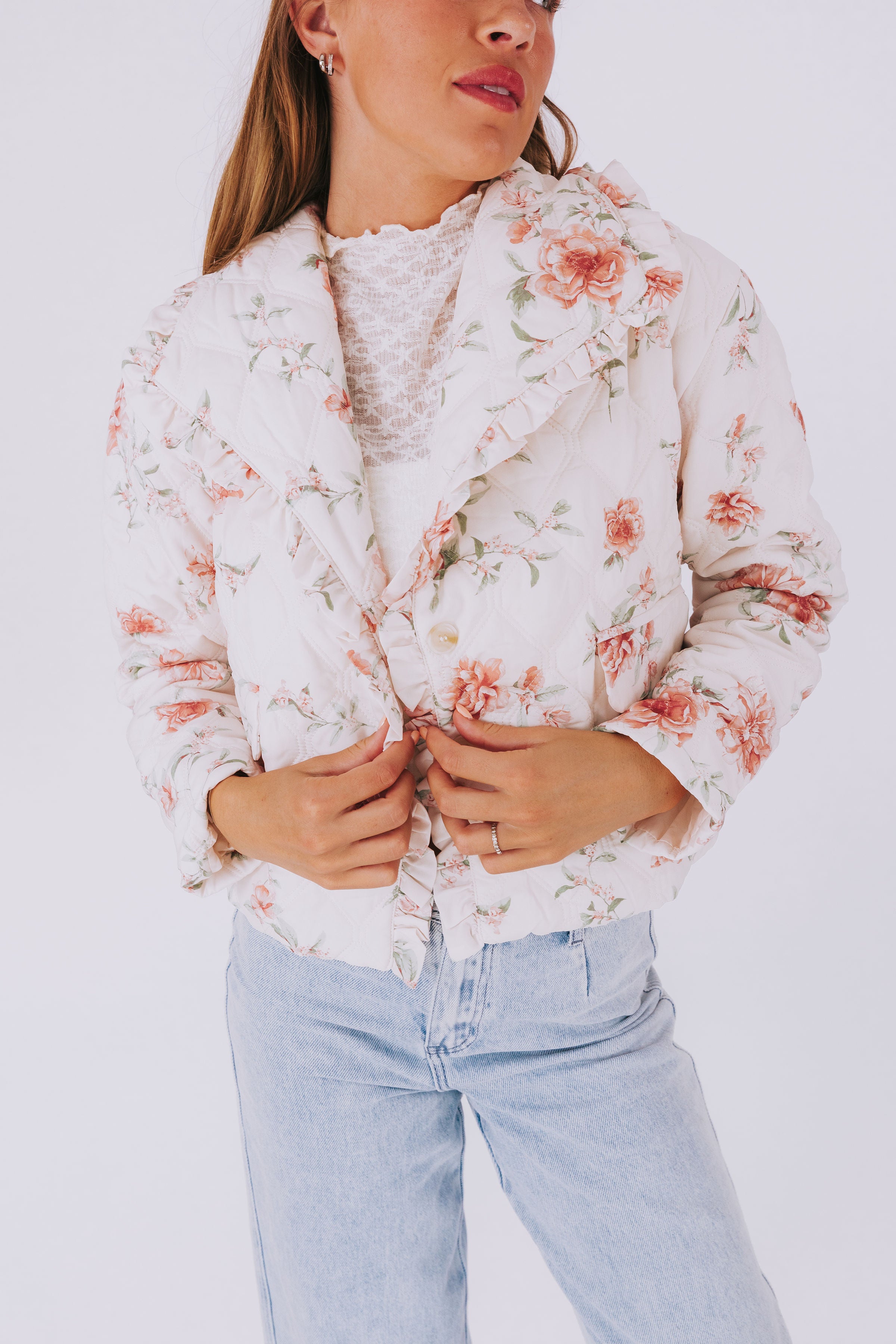 Jaket jeans off white rose best sale