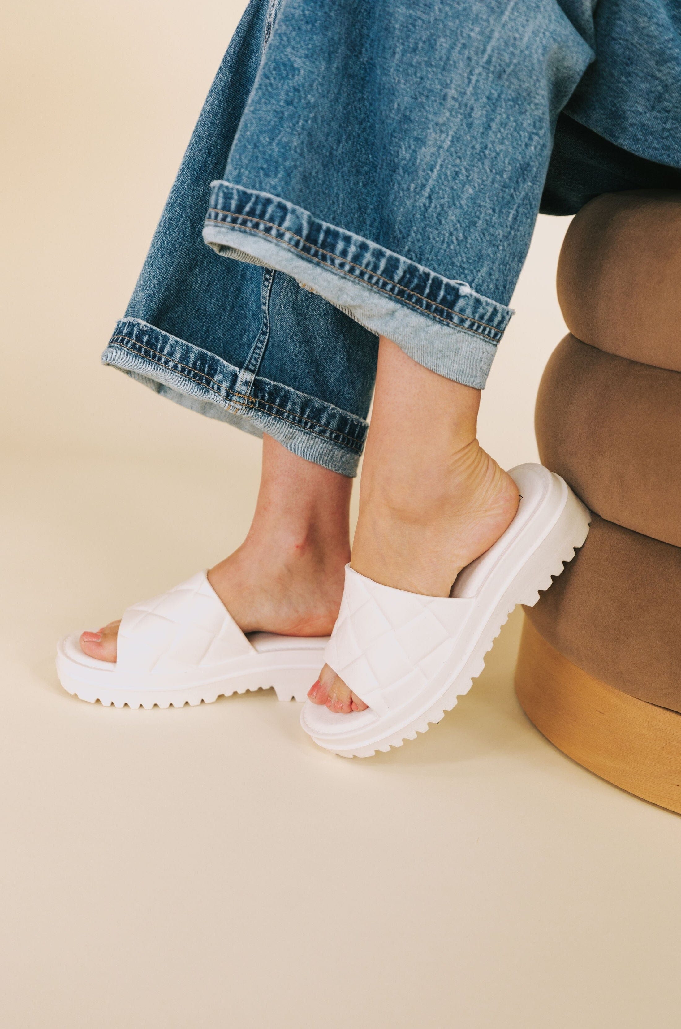 Chinese Laundry Charlie Slip On Sandals - White - Eleven Oaks Boutique