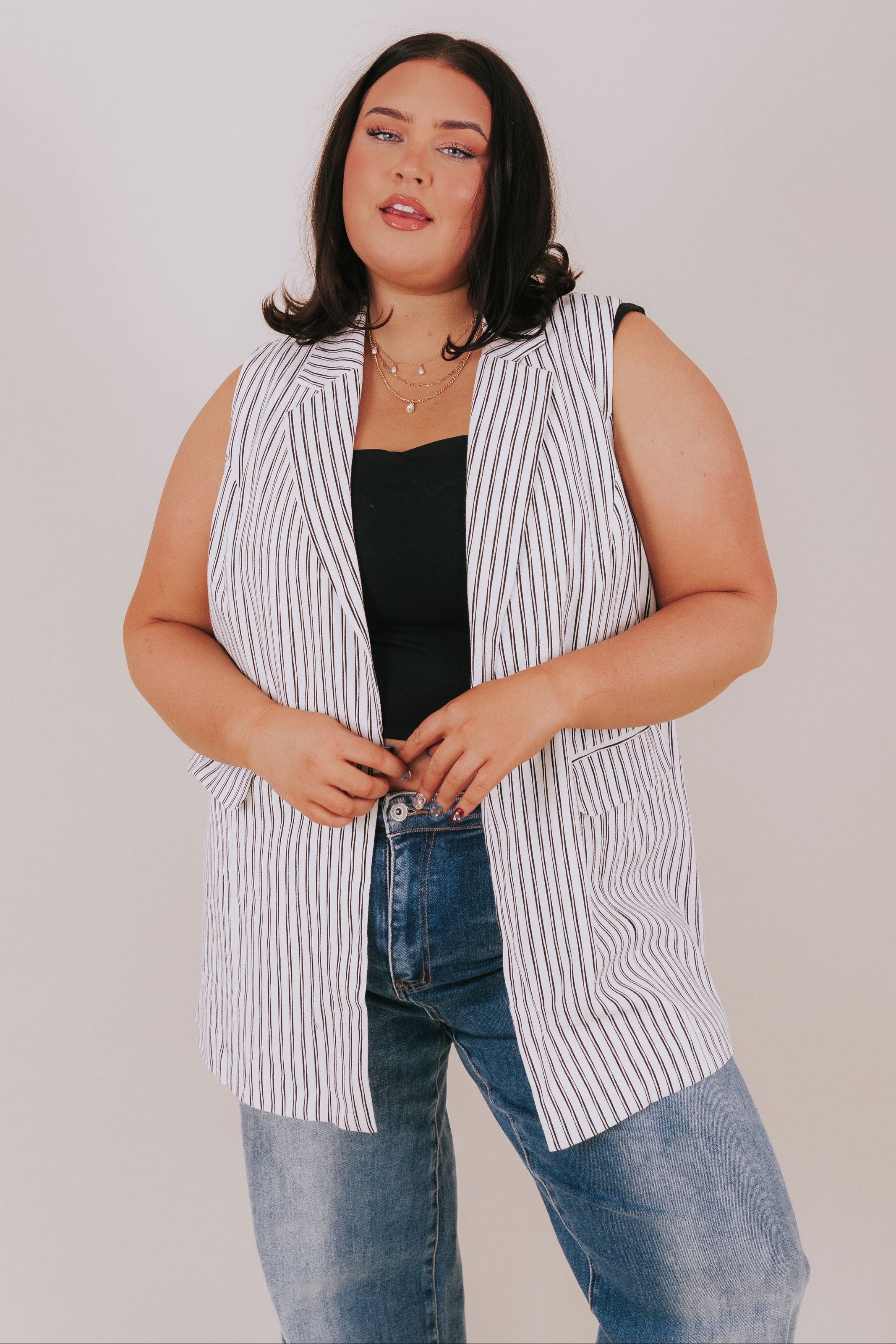 PLUS SIZE - Stripe-Core Vest