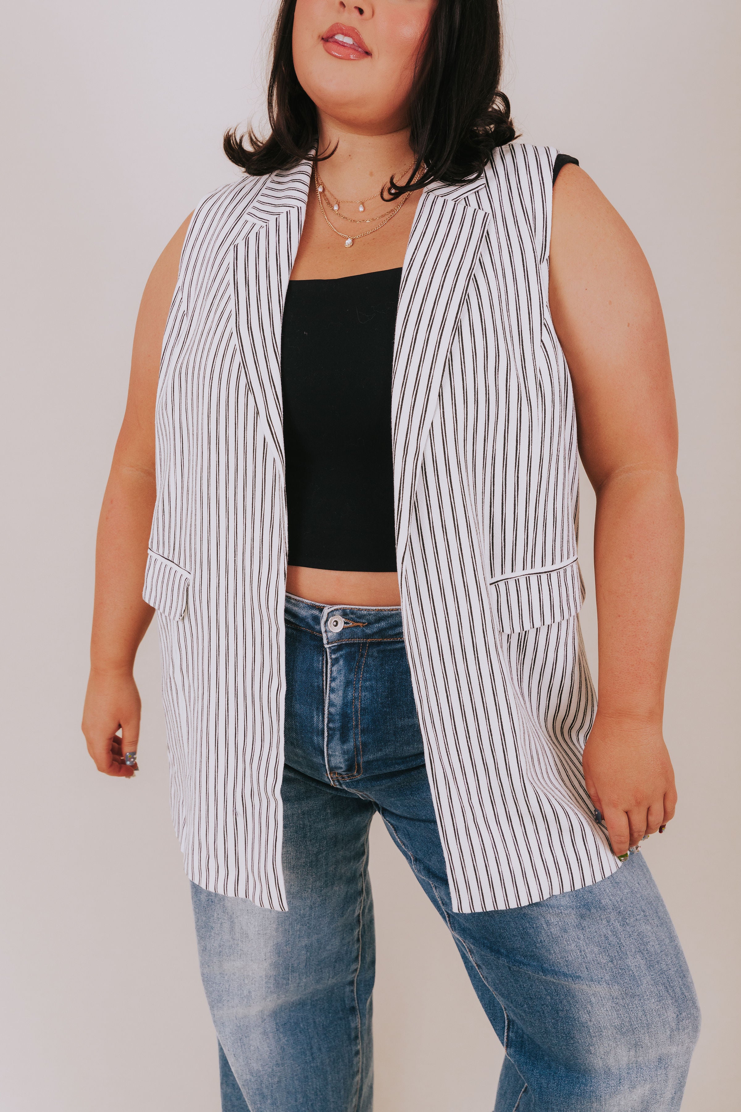 PLUS SIZE - Stripe-Core Vest