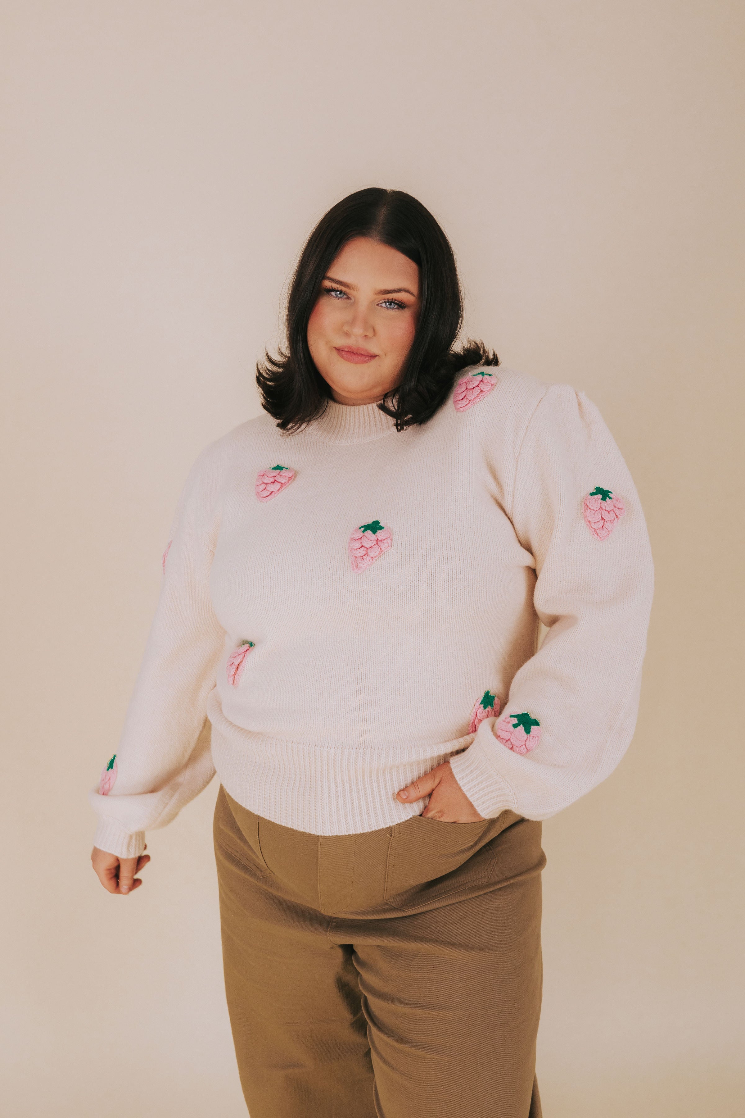 PLUS SIZE - Strawberries And Cream Sweater