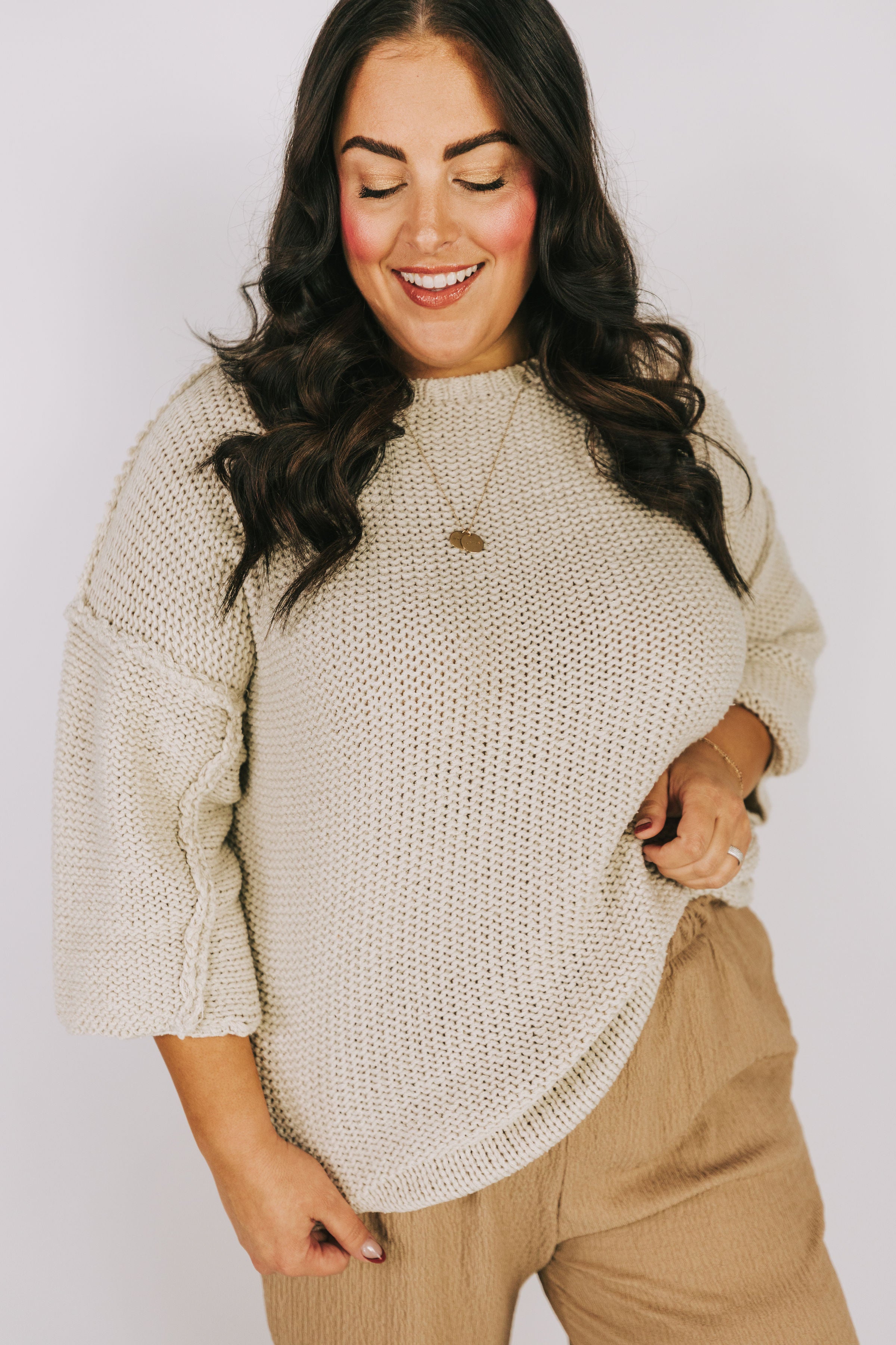 Plus size taupe on sale sweater