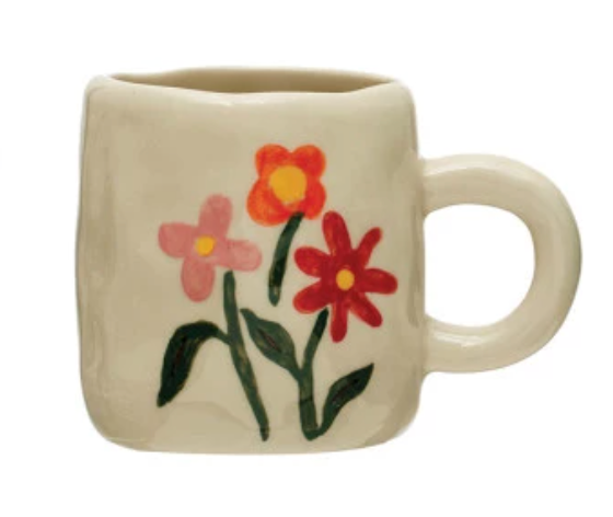 3 - 6 oz. Hand-Painted Stoneware Espresso/Child's Mug, 8 Styles