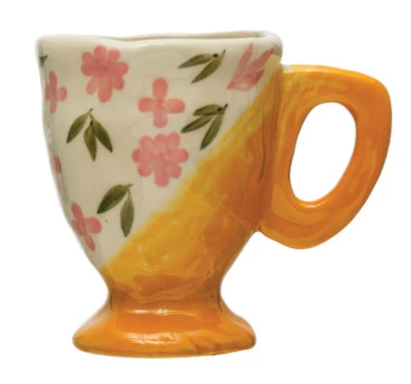 3 - 6 oz. Hand-Painted Stoneware Espresso/Child's Mug, 8 Styles