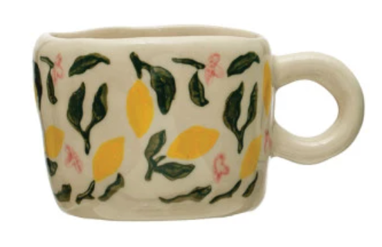 3 - 6 oz. Hand-Painted Stoneware Espresso/Child's Mug, 8 Styles