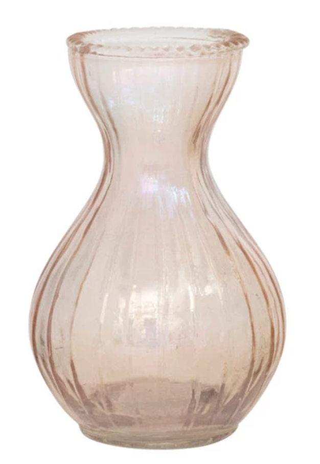 Debossed Glass Vases - 4 Colors