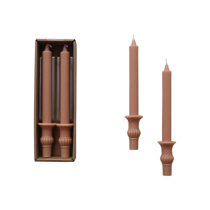 Unscented Tan Taper Candle, Set of 2