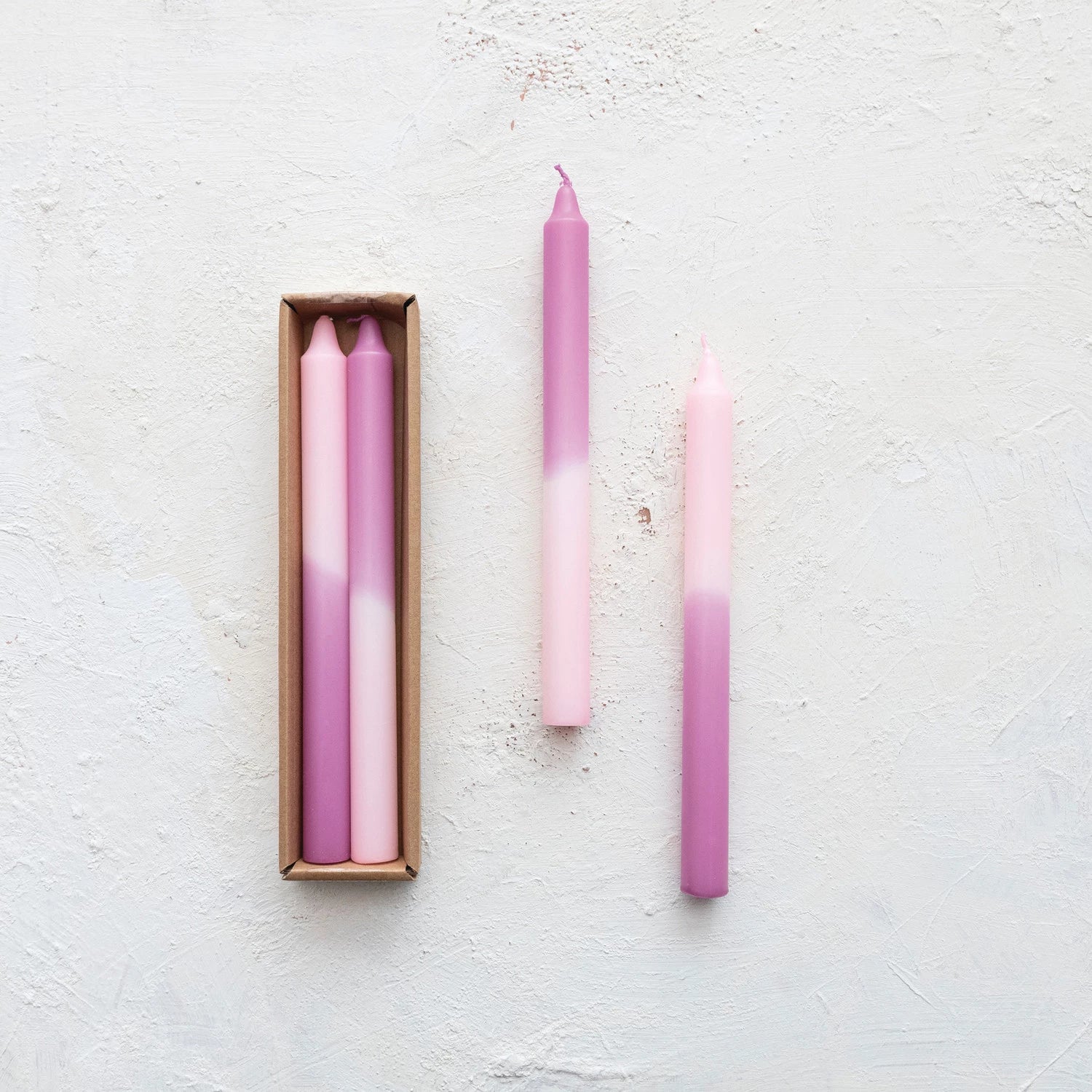 Unscented Taper Candles, Pink & Lilac Ombre, Set of 2