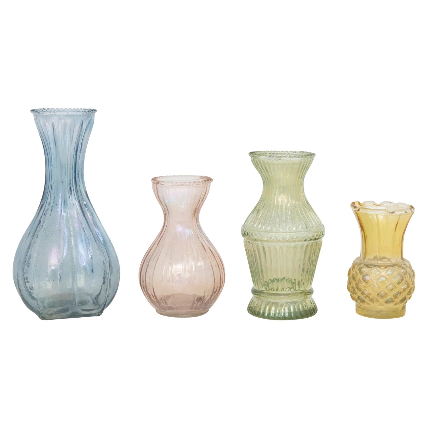 Debossed Glass Vases - 4 Colors