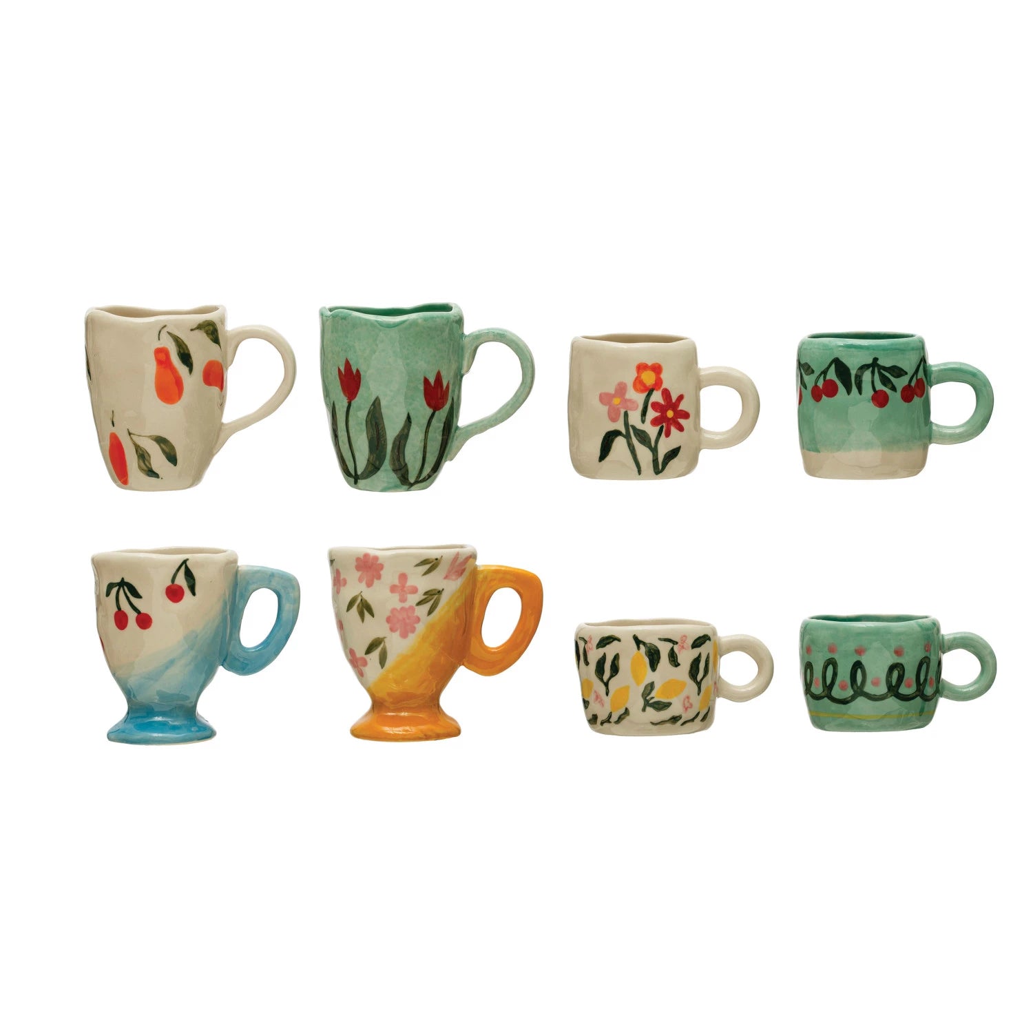 3 - 6 oz. Hand-Painted Stoneware Espresso/Child's Mug, 8 Styles