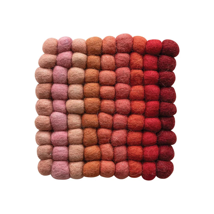 Handmade Wool Felt Ball Trivet - 2 Colors!