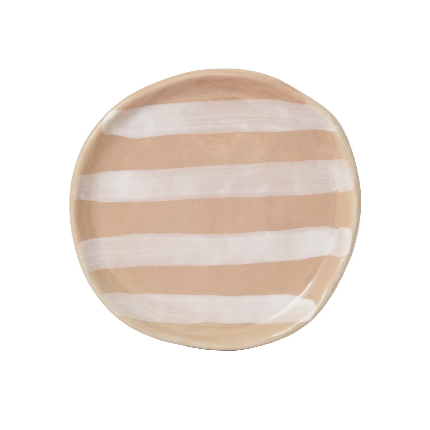 Hand-Painted Stoneware Plate w/ Stripe