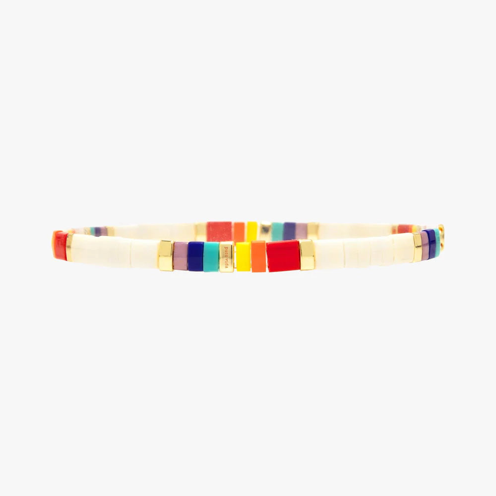 PURA VIDA - Rainbow Tile Bead Stretch Bracelet