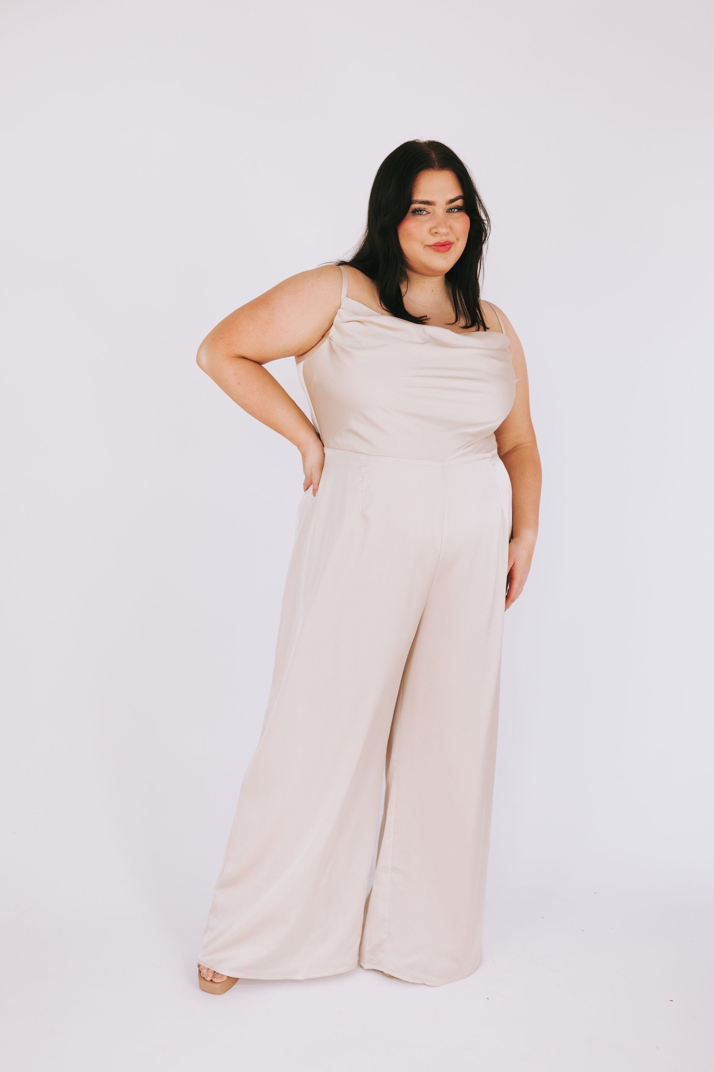 Champagne jumpsuit plus size on sale