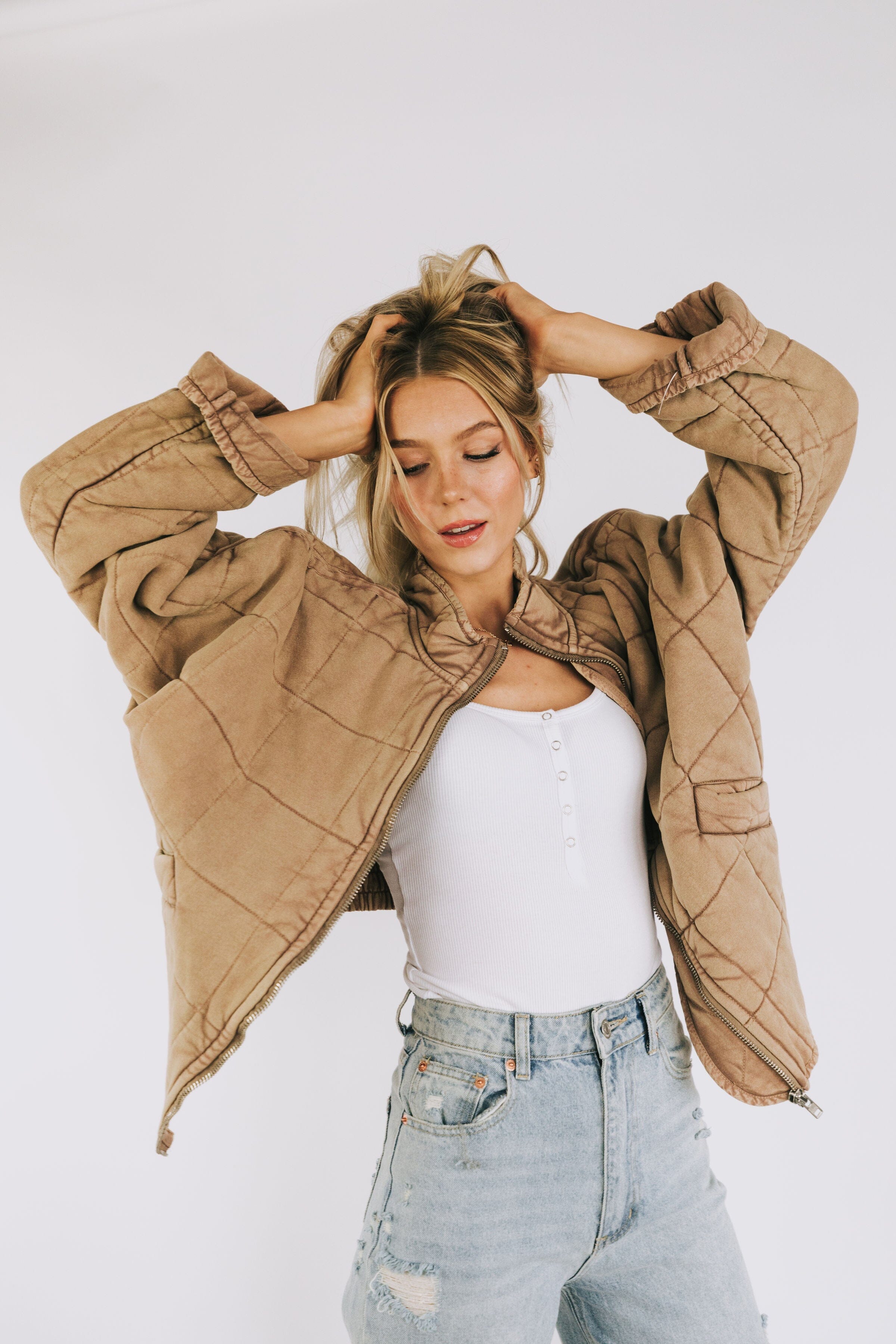 Free people khaki on sale jacket