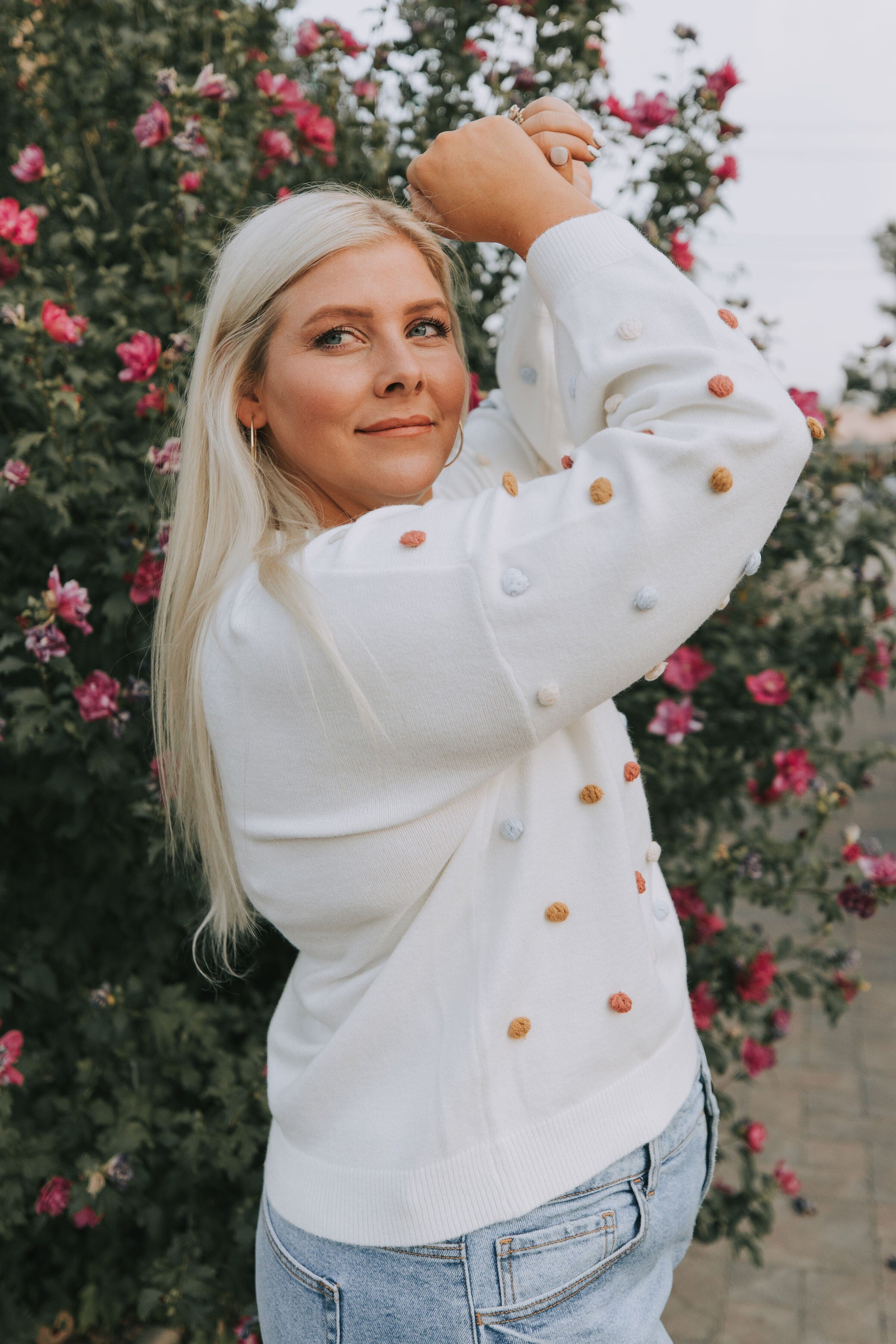 White pom pom outlet sweater