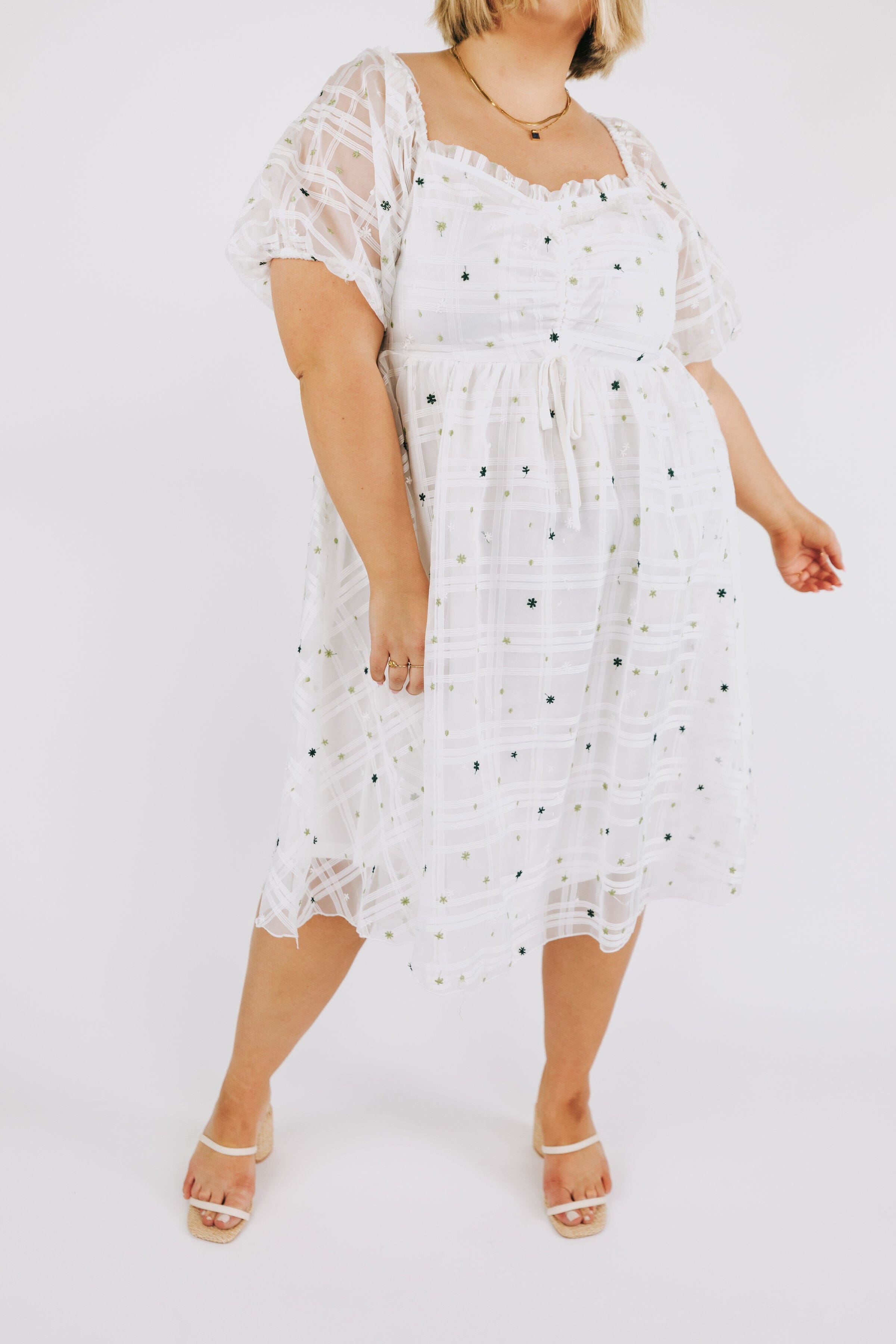 White embroidered dress plus cheap size