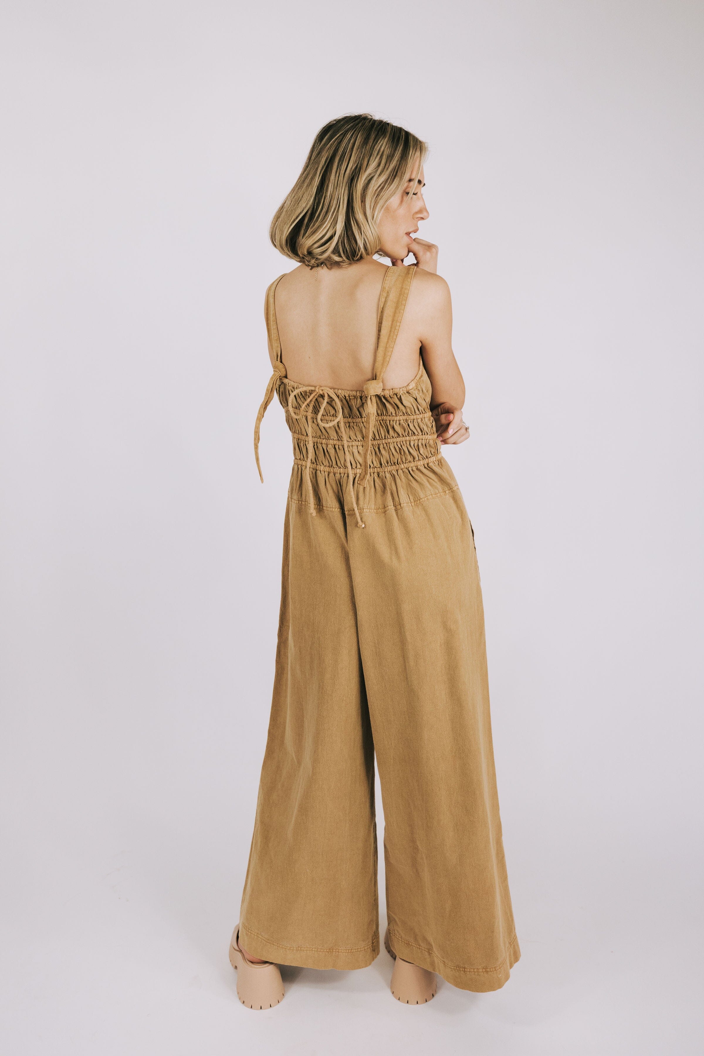 FREE PEOPLE - After All Ruched One-Piece Jumpsuit